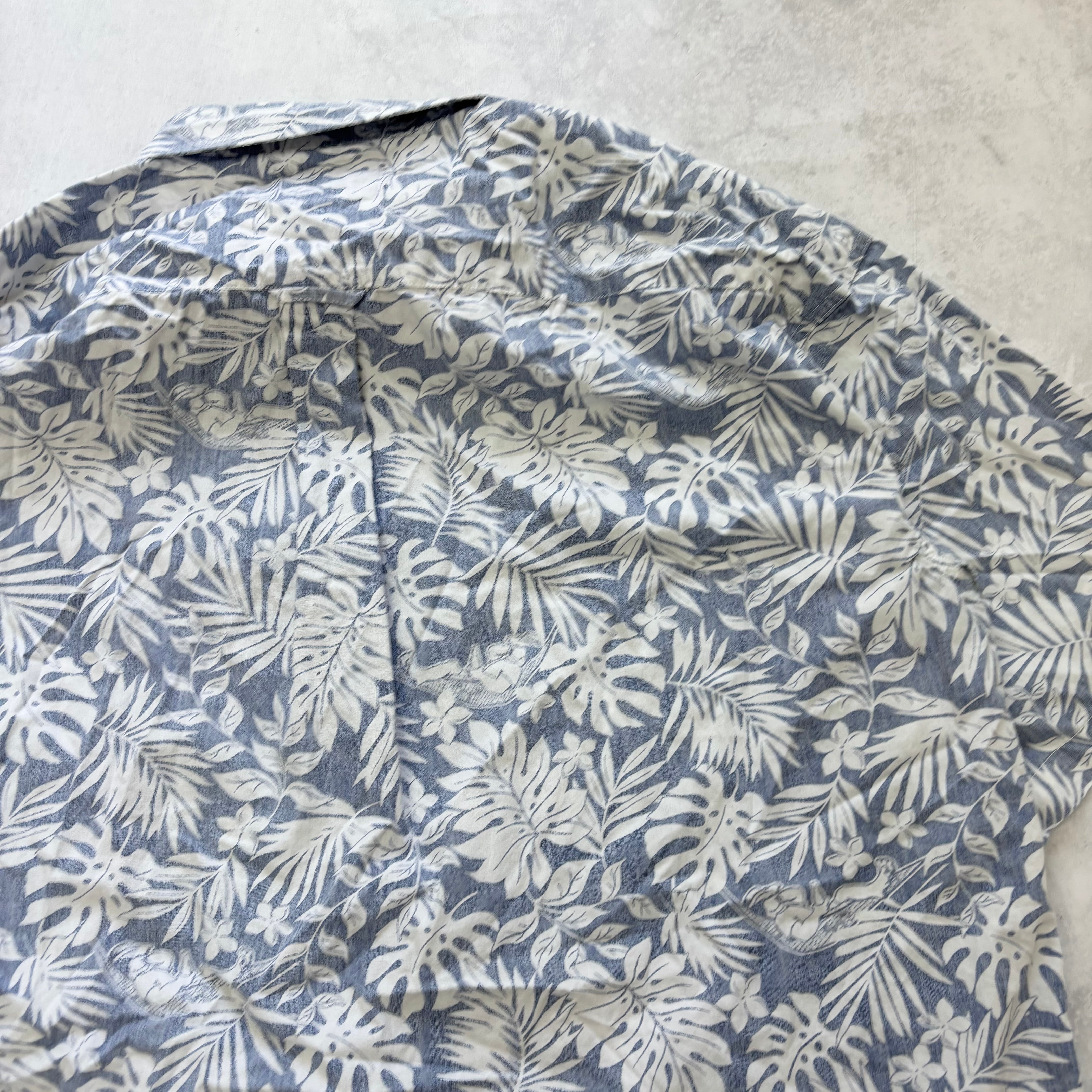 Vintage Hawaiian Shirt Mens XXL Blue Cotton Aloha Floral Short Sleeve (E)