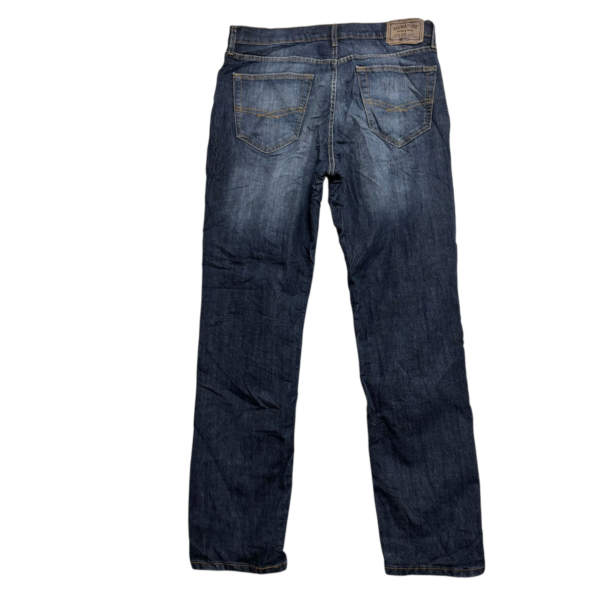 Levis Signature Jeans W34 L34 Mens Dark Blue Athletic Tapered Stretch Denim (E)
