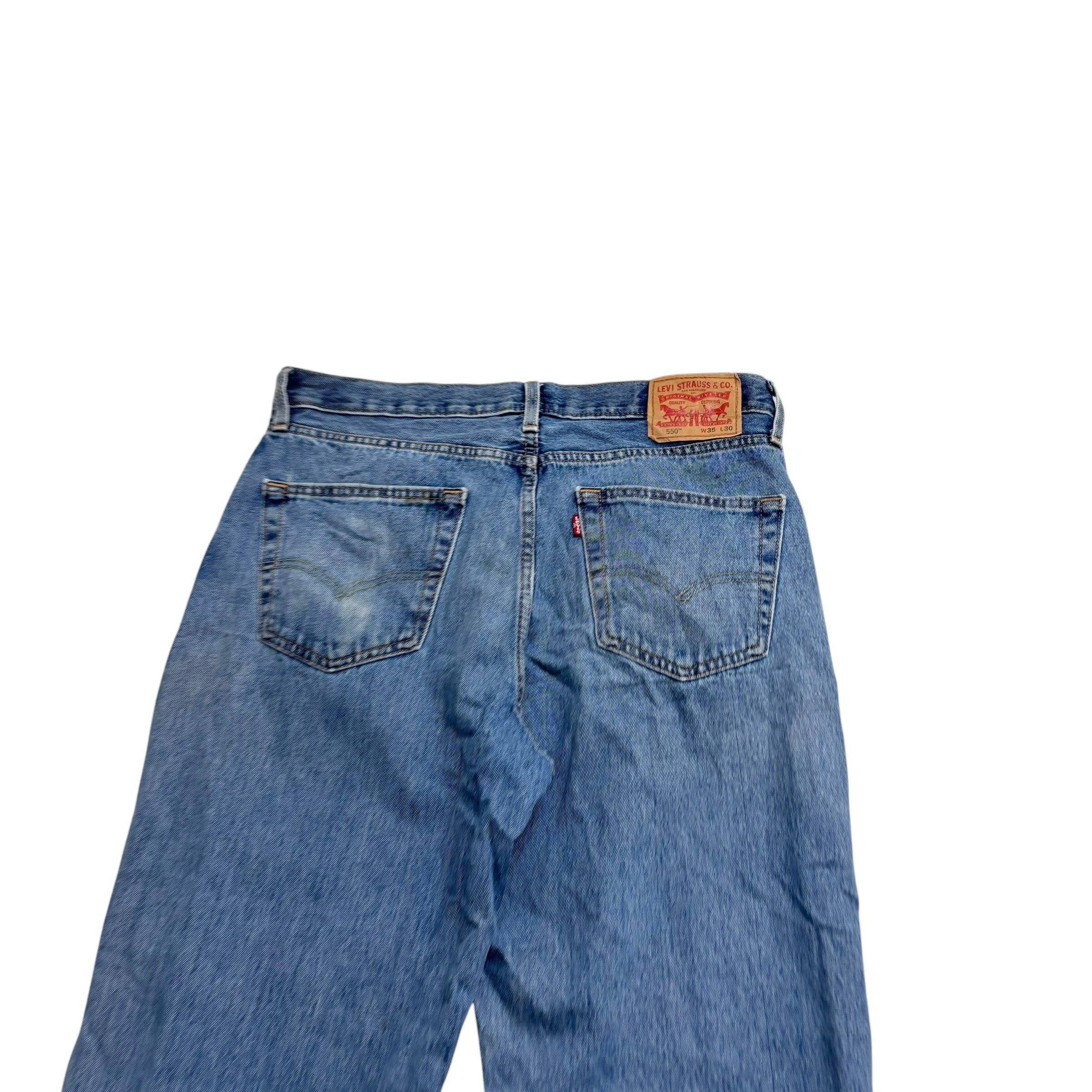 Levis 550 Jeans W35 L30 Mens Light Blue Baggy Relaxed Straight Fit Denim (F)