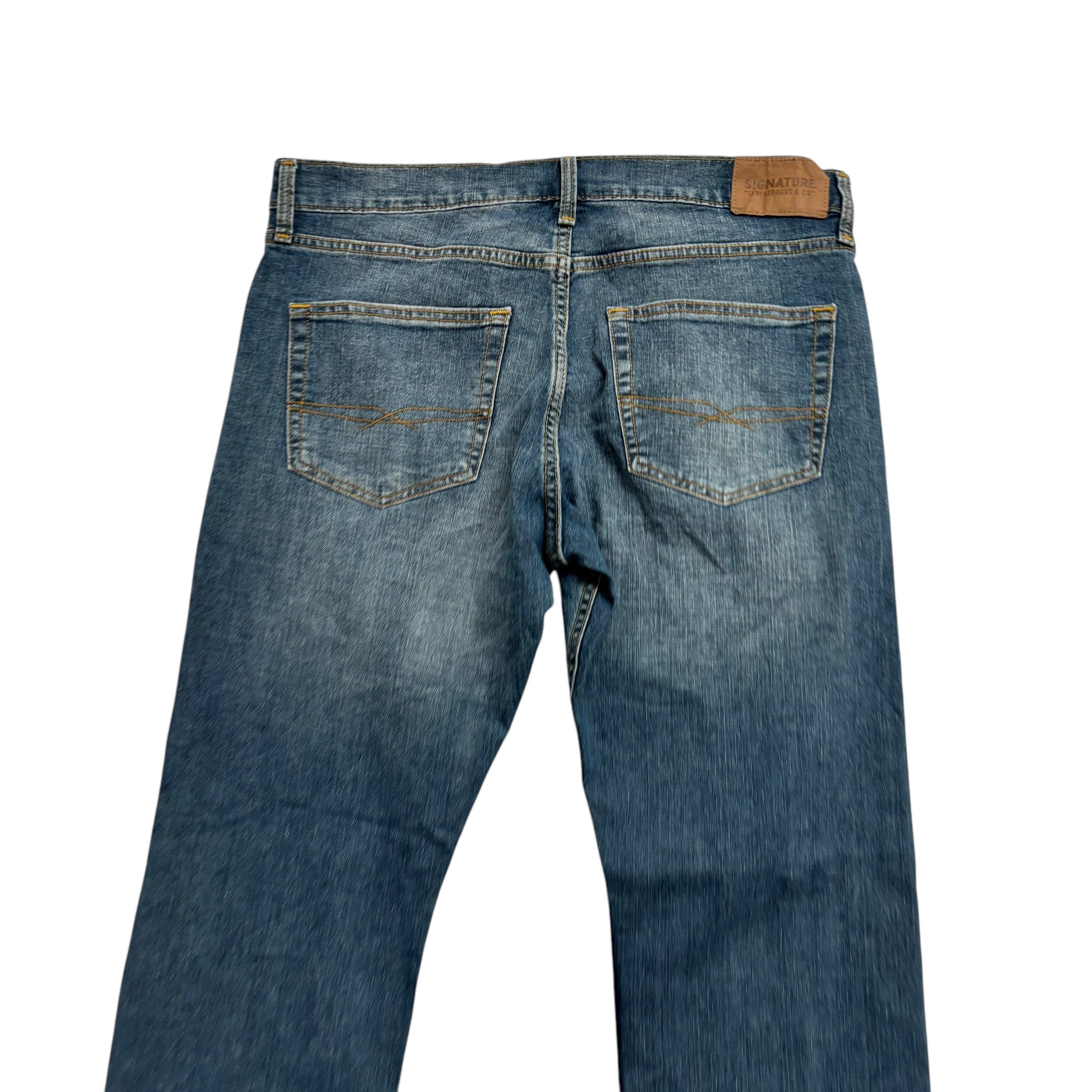 Levis Signature Jeans W34 L30 Mens Dark Blue Regular Straight Stretch Denim (E)