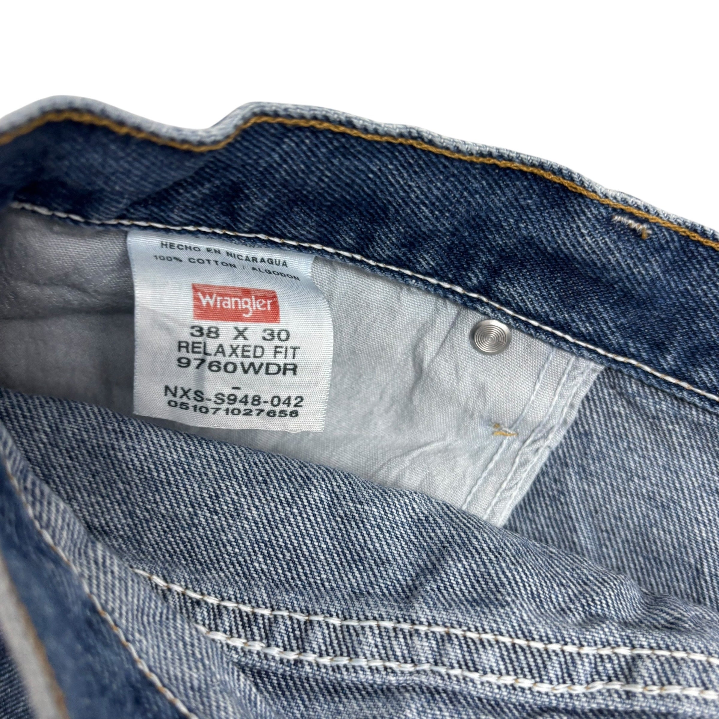 Wrangler Jeans W38 L30 Mens Mid Blue Relaxed Straight Fit Denim (E)