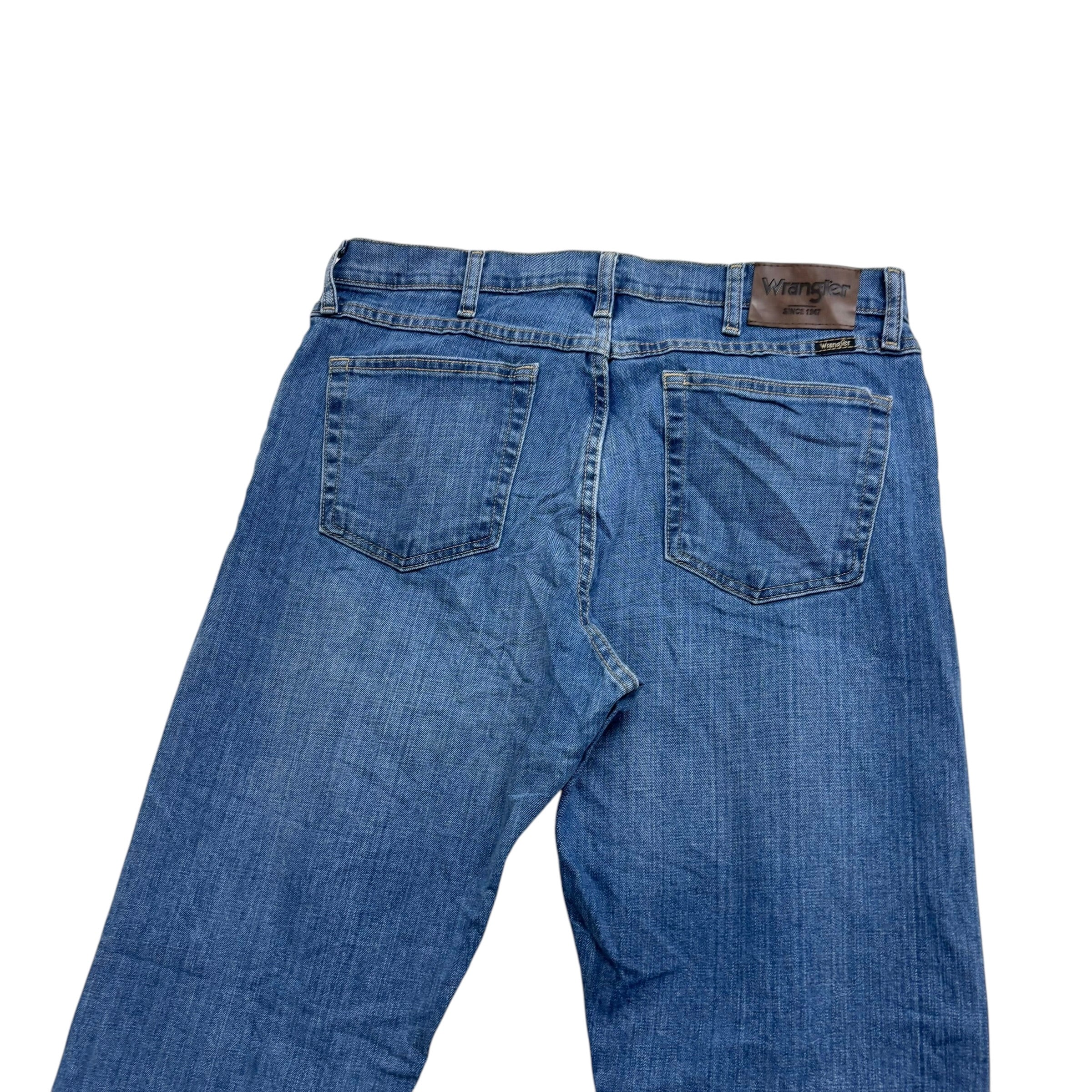 Wrangler Jeans W34 L30 Mens Mid Blue Regular Straight Fit Stretch Denim