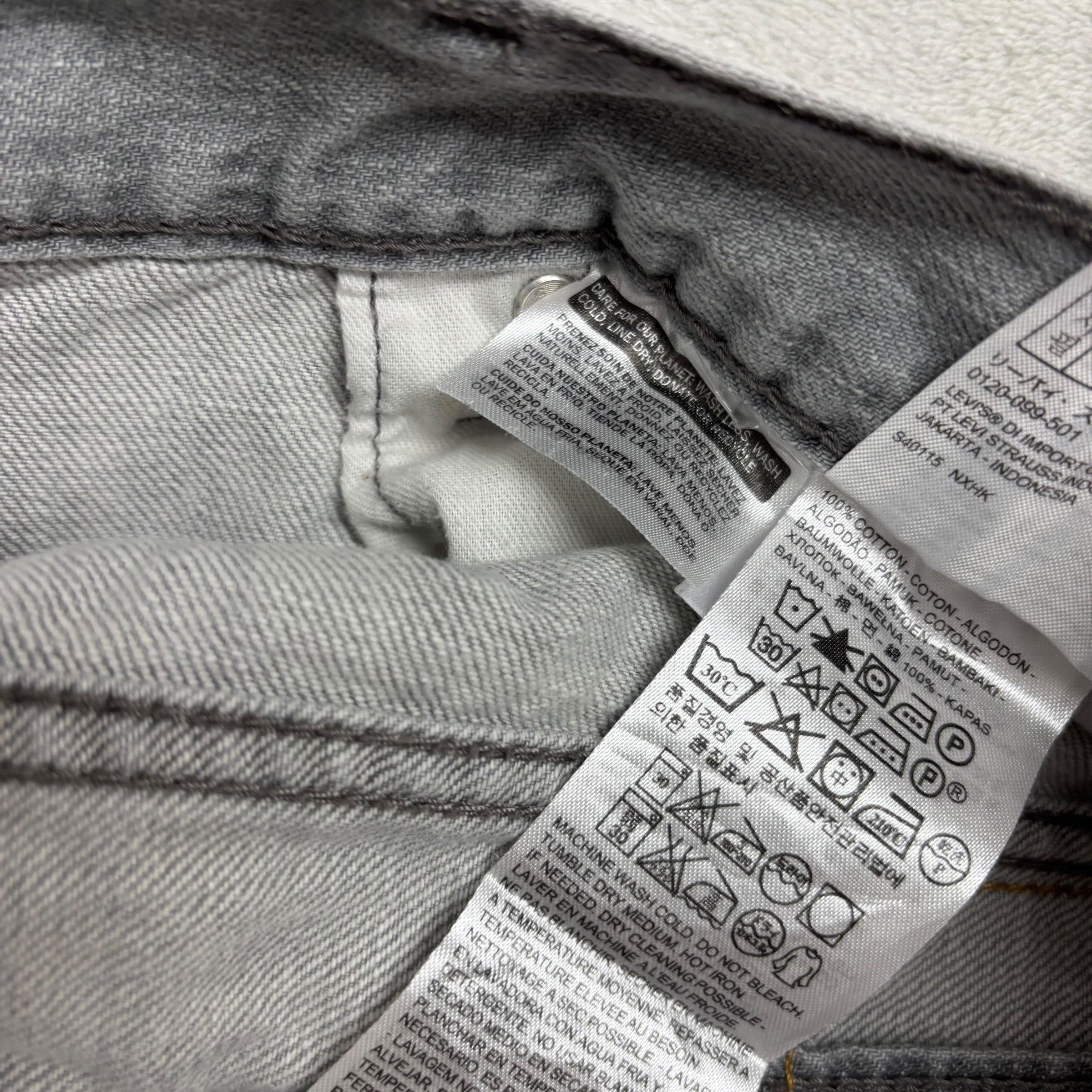 Levis 505 Jeans W38 L32 Mens Grey Regular Straight Fit Denim