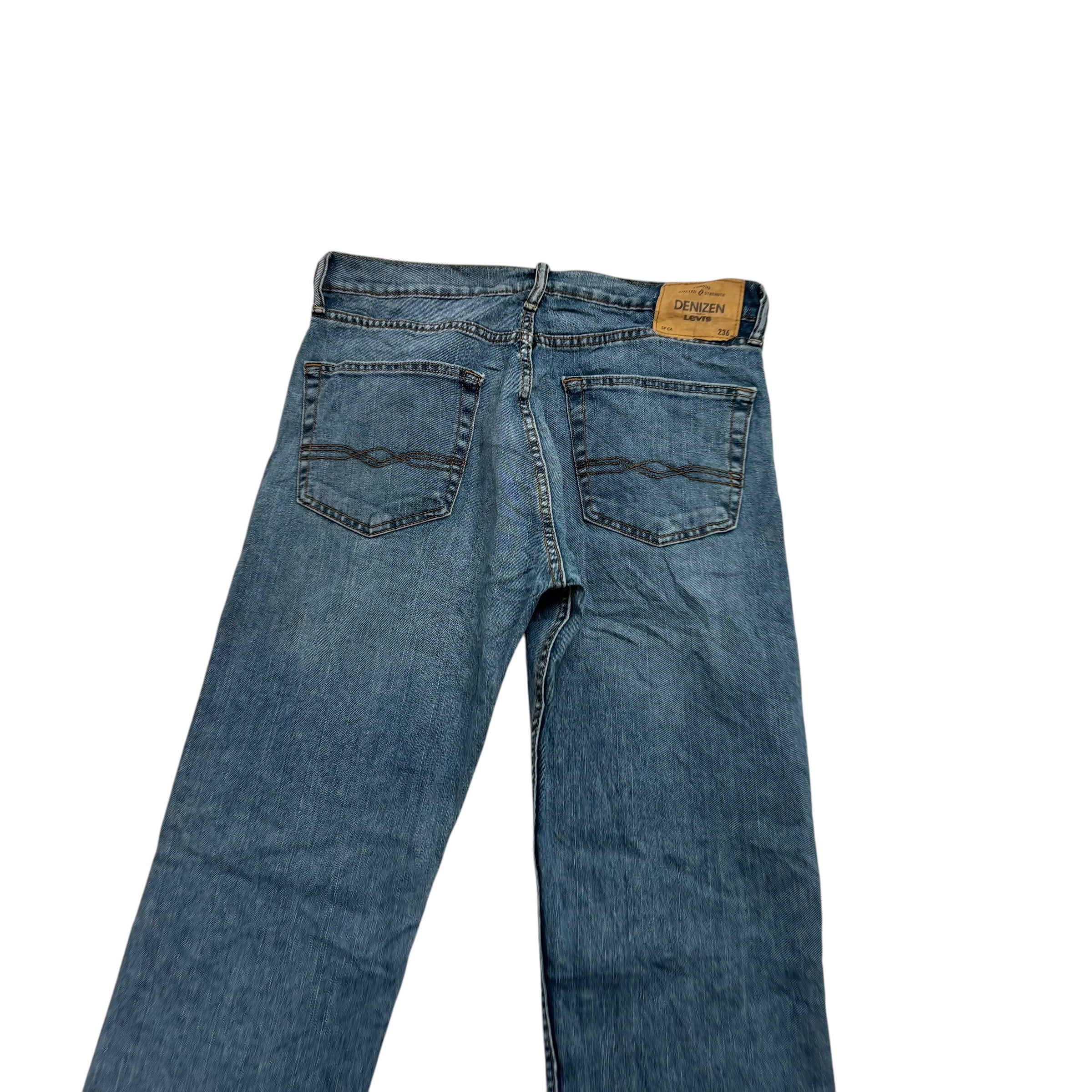 Levis Denizen Jeans W32 L32 Mens Blue Regular Straight Fit Stretch Denim (E)