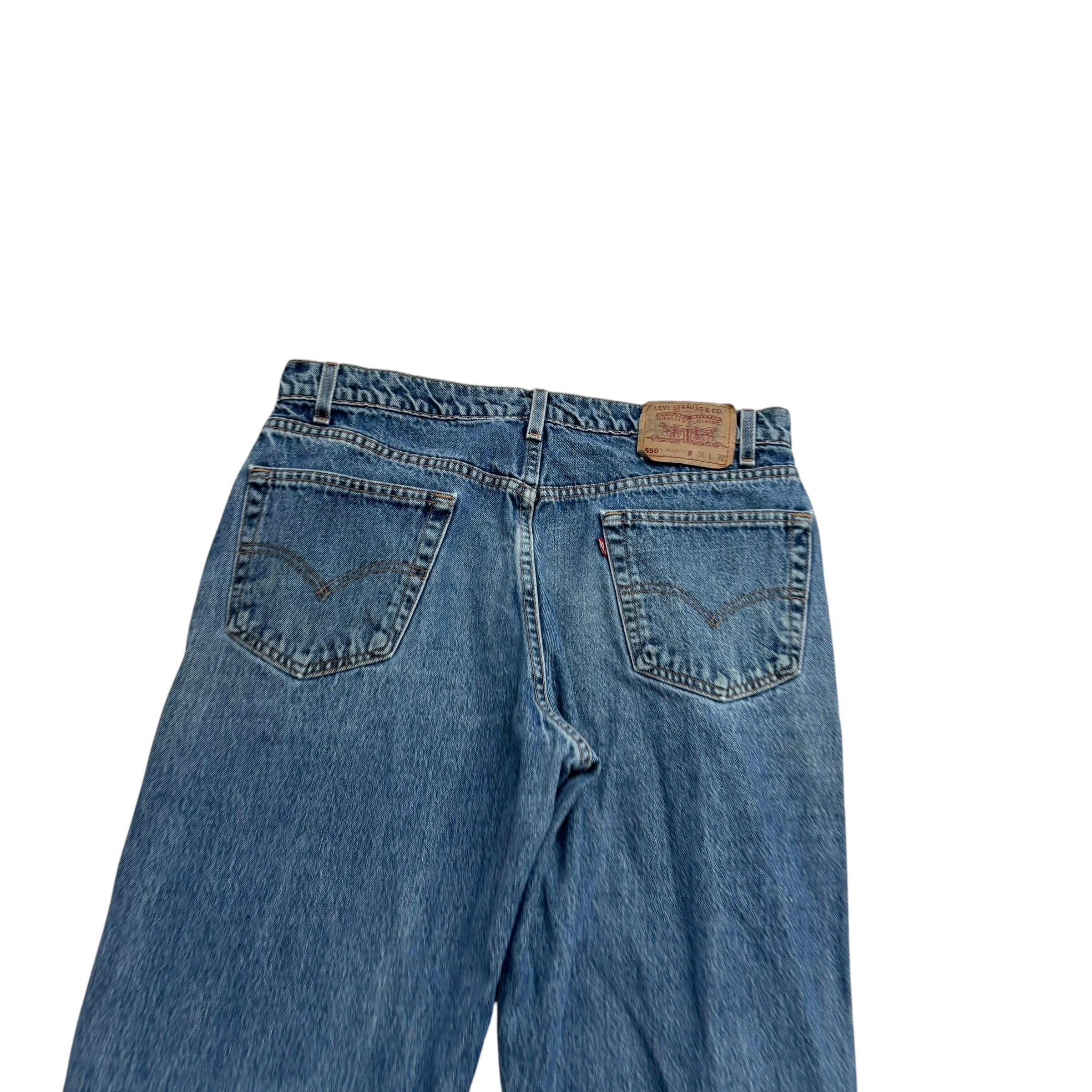 Levis 550 Jeans W34 L32 Mens Mid Blue Relaxed Straight Fit Vintage Denim