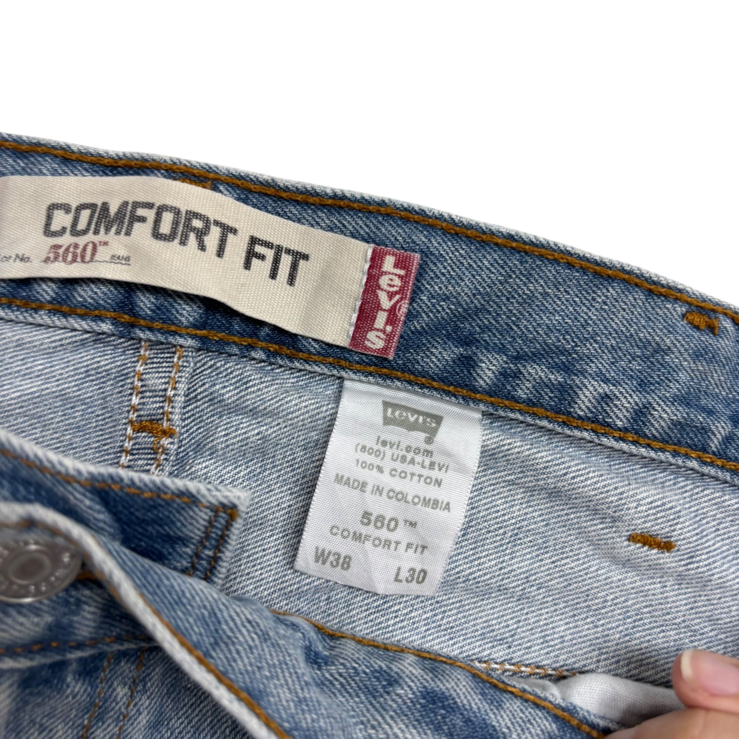 Levis 560 Jeans W38 L30 Mens Light Blue Baggy Relaxed Comfort Fit Vintage Denim