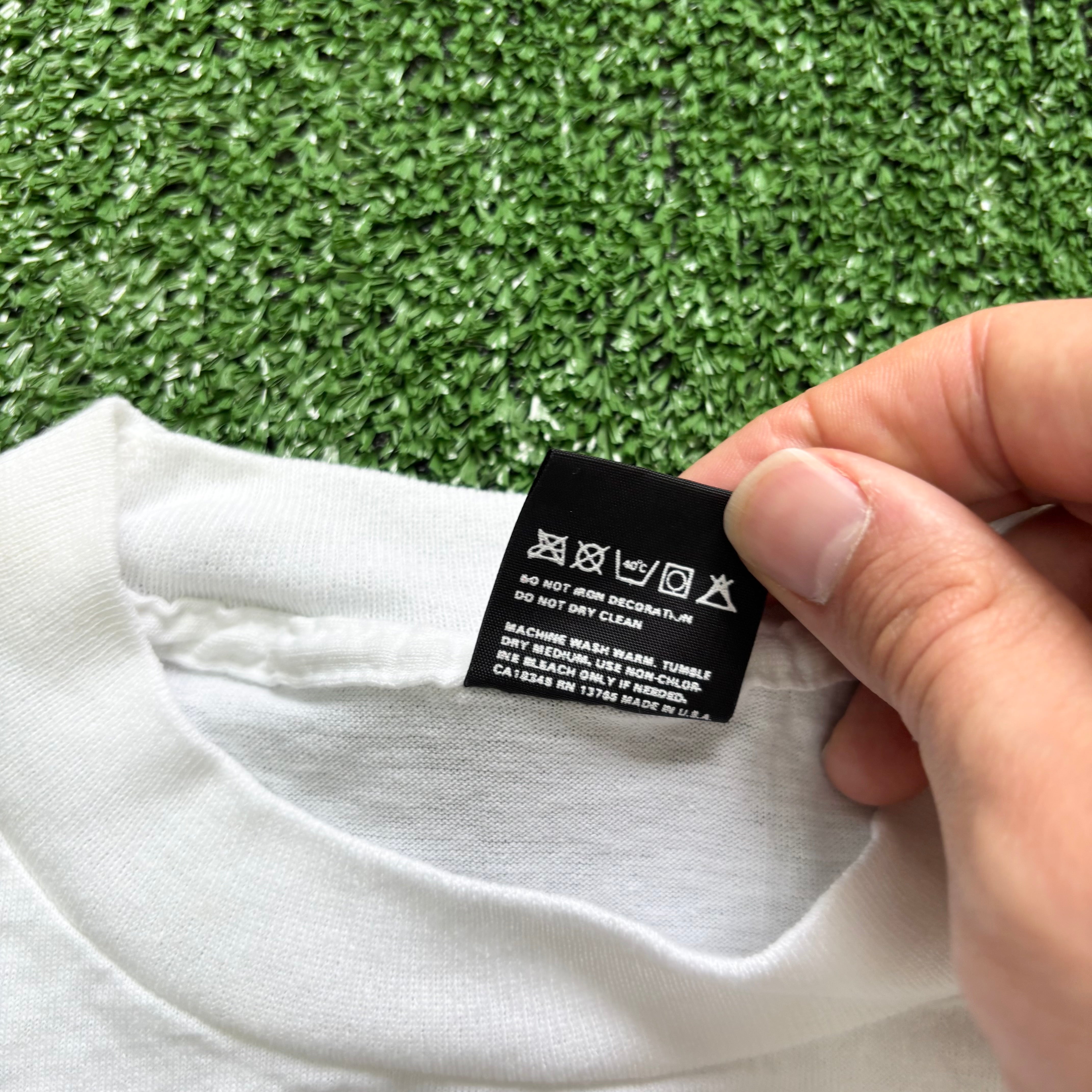 Vintage T Shirt Mens XL White Single Stitch Graphic Print 90s USA Banner (E)