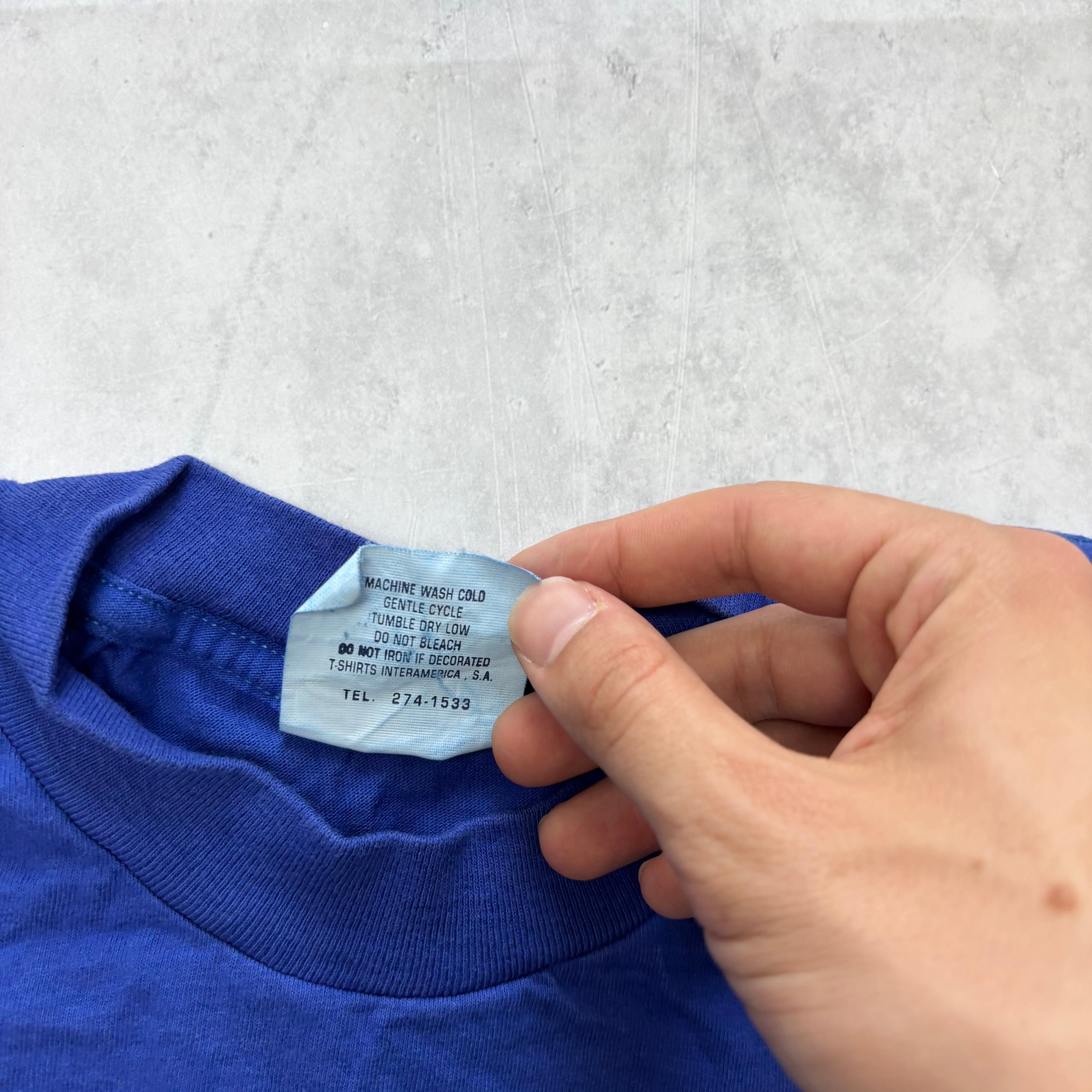 Vintage T Shirt Mens Medium Blue Single Stitch Graphic Print 90s Cruise (E)