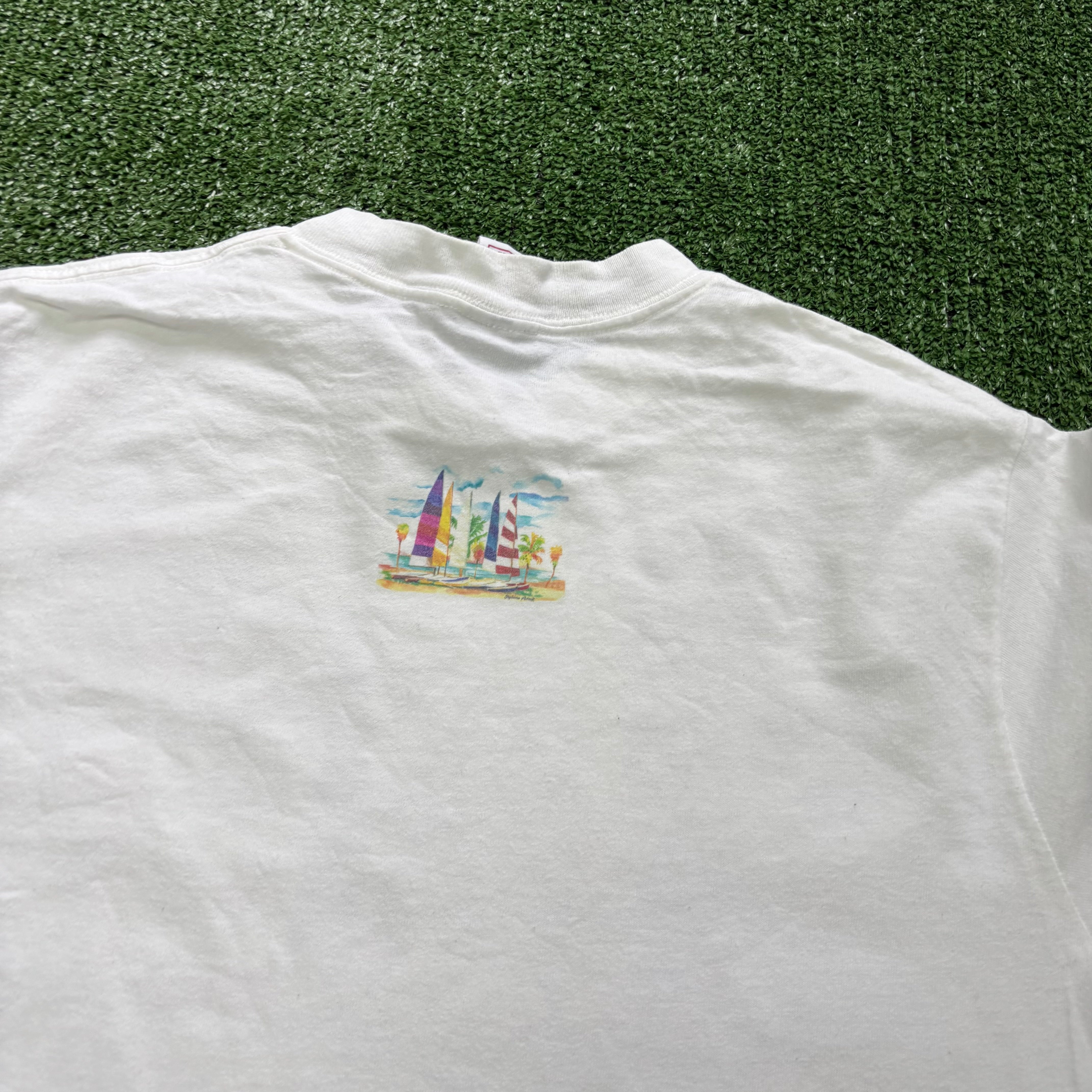 Vintage T Shirt Mens Medium White Single Stitch Graphic Print 90s Tourist (E)