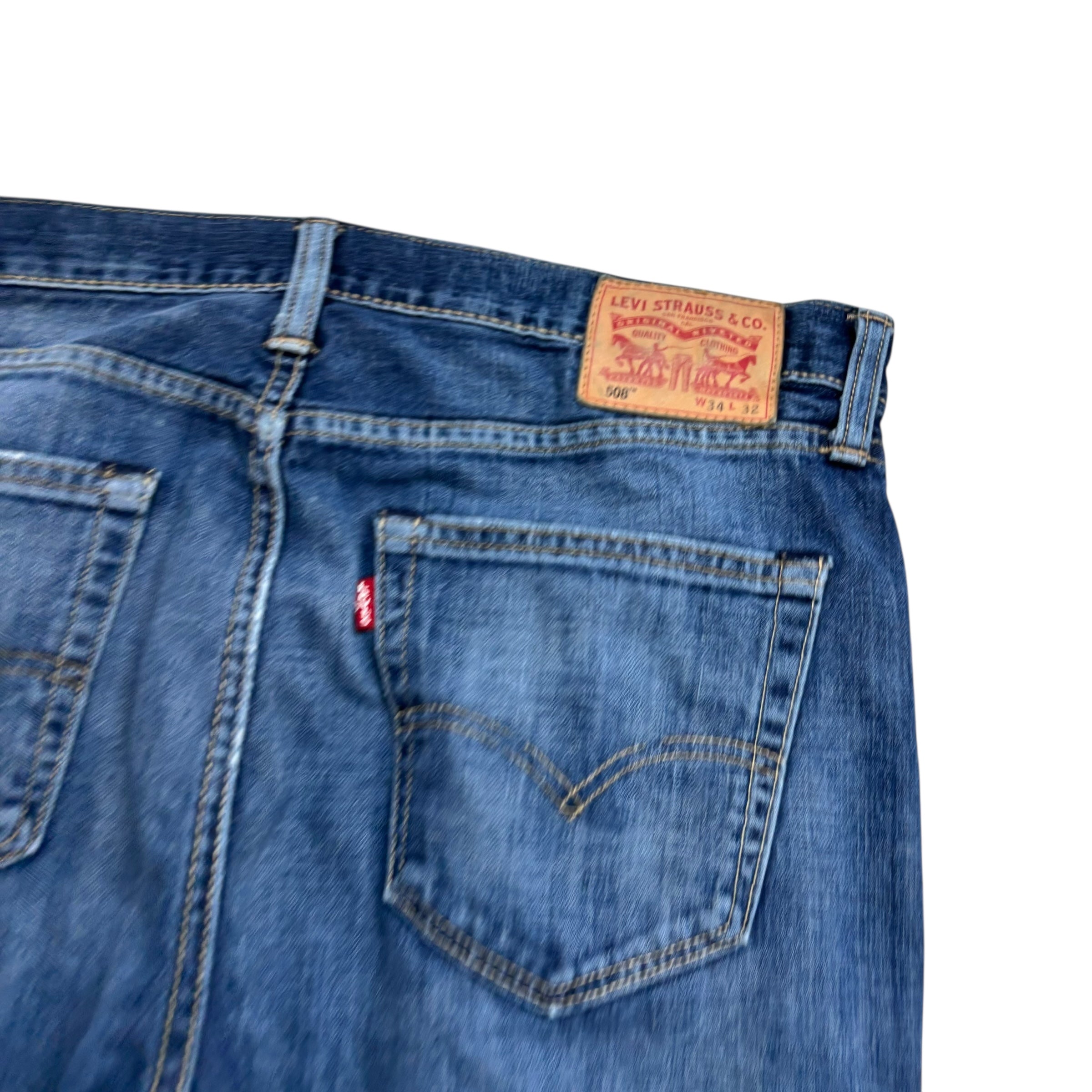 Levis 508 Jeans W34 L32 Mens Mid Blue Regular Tapered Fit Denim