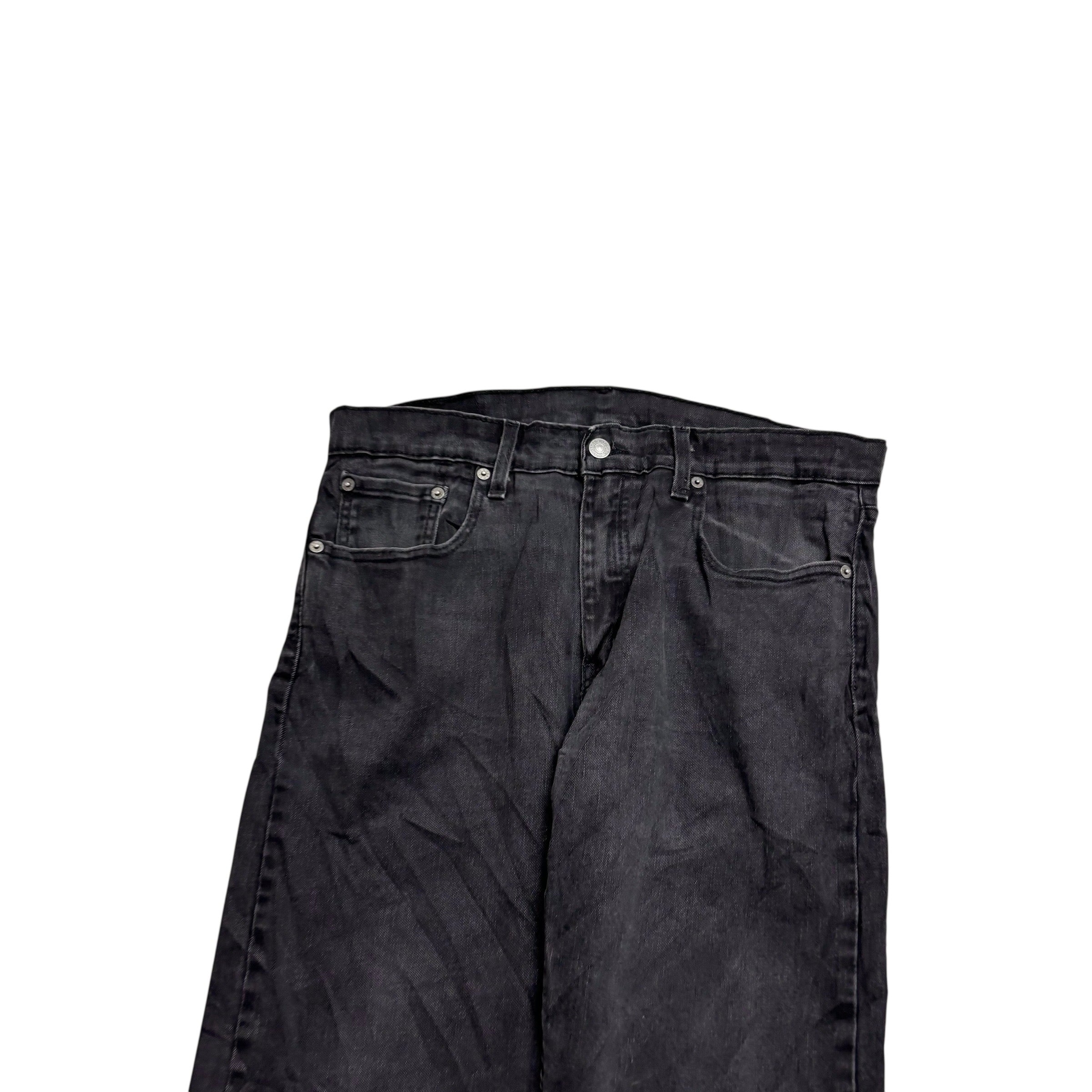 Levis 502 Jeans W33 L30 Mens Black Regular Tapered Fit Stretch Denim
