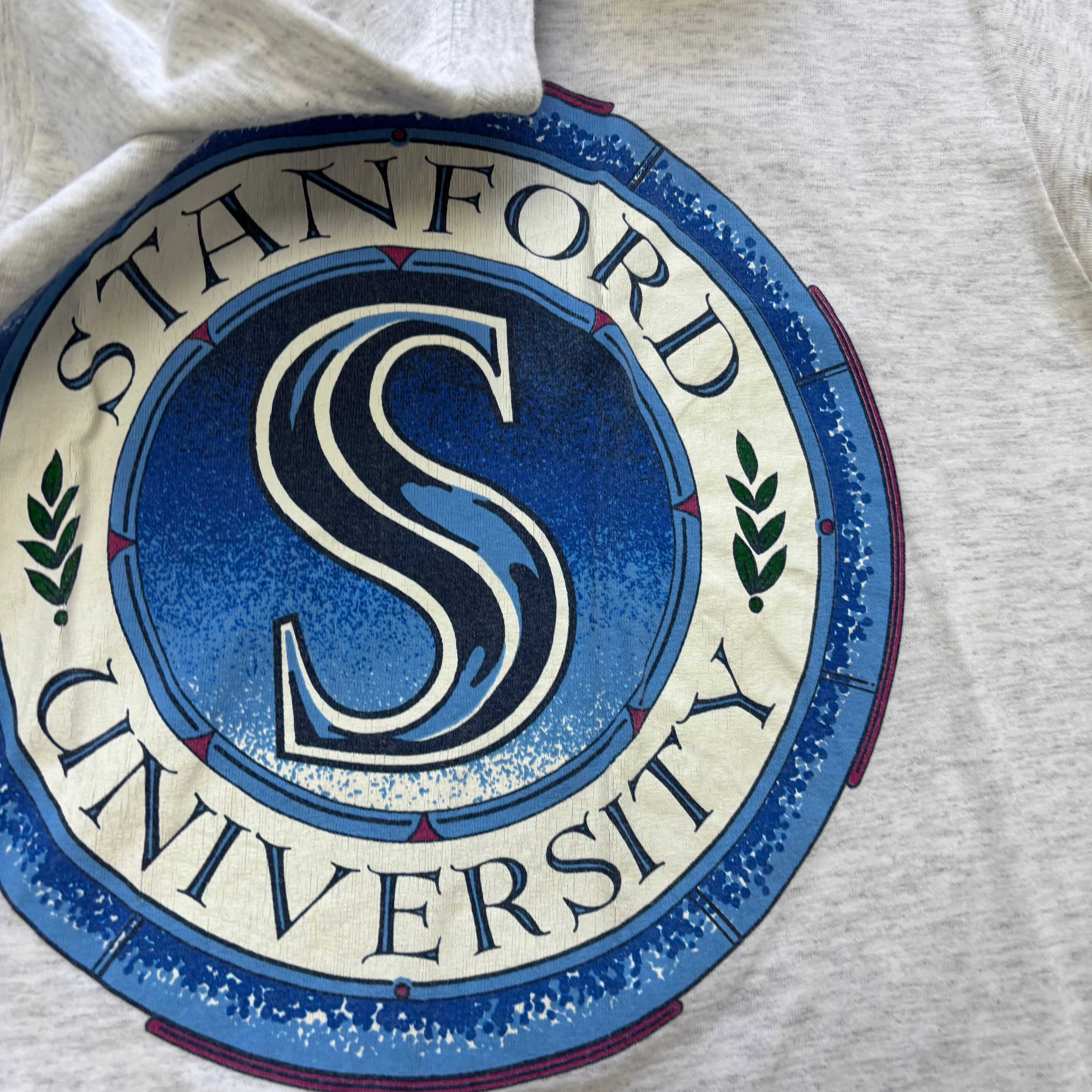 Vintage T Shirt Mens Small Grey Single Stitch Graphic Print 90s College