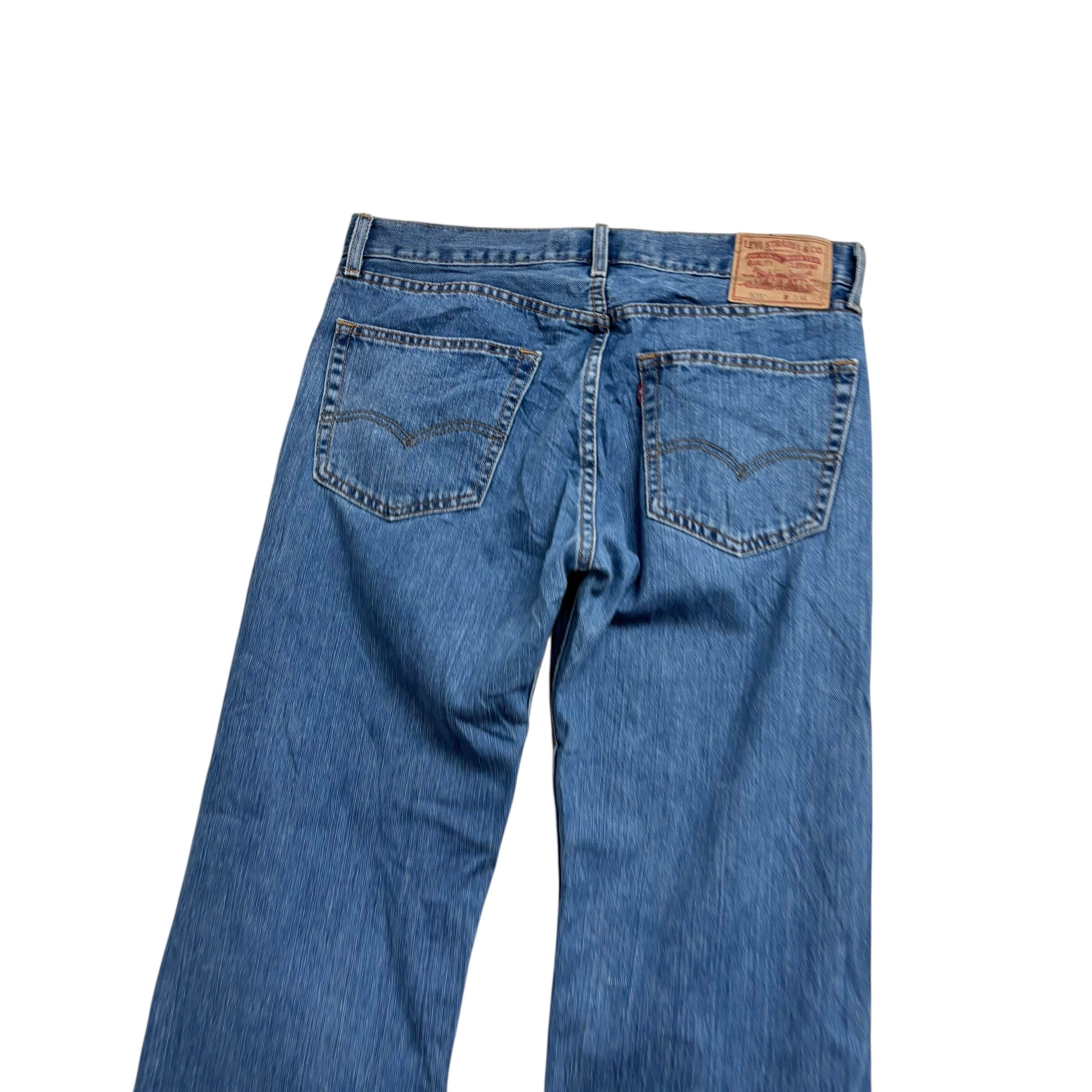 Levis 505 Jeans W33 L32 Mens Mid Blue Regular Straight Fit Vintage Denim (E)