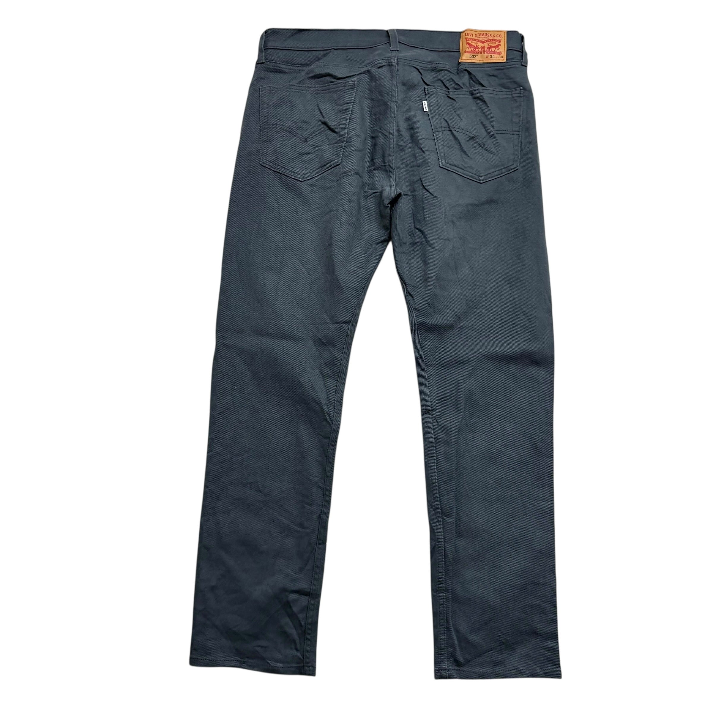Levis 502 Trousers W34 L32 Mens Grey Regular Tapered Fit Cotton Pants (E)