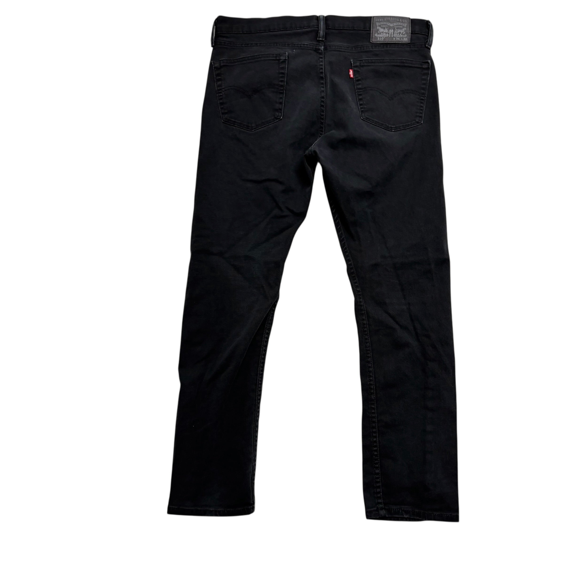 Levis 510 Jeans W34 L30 Mens Black Skinny Fit Stretch Denim (E)