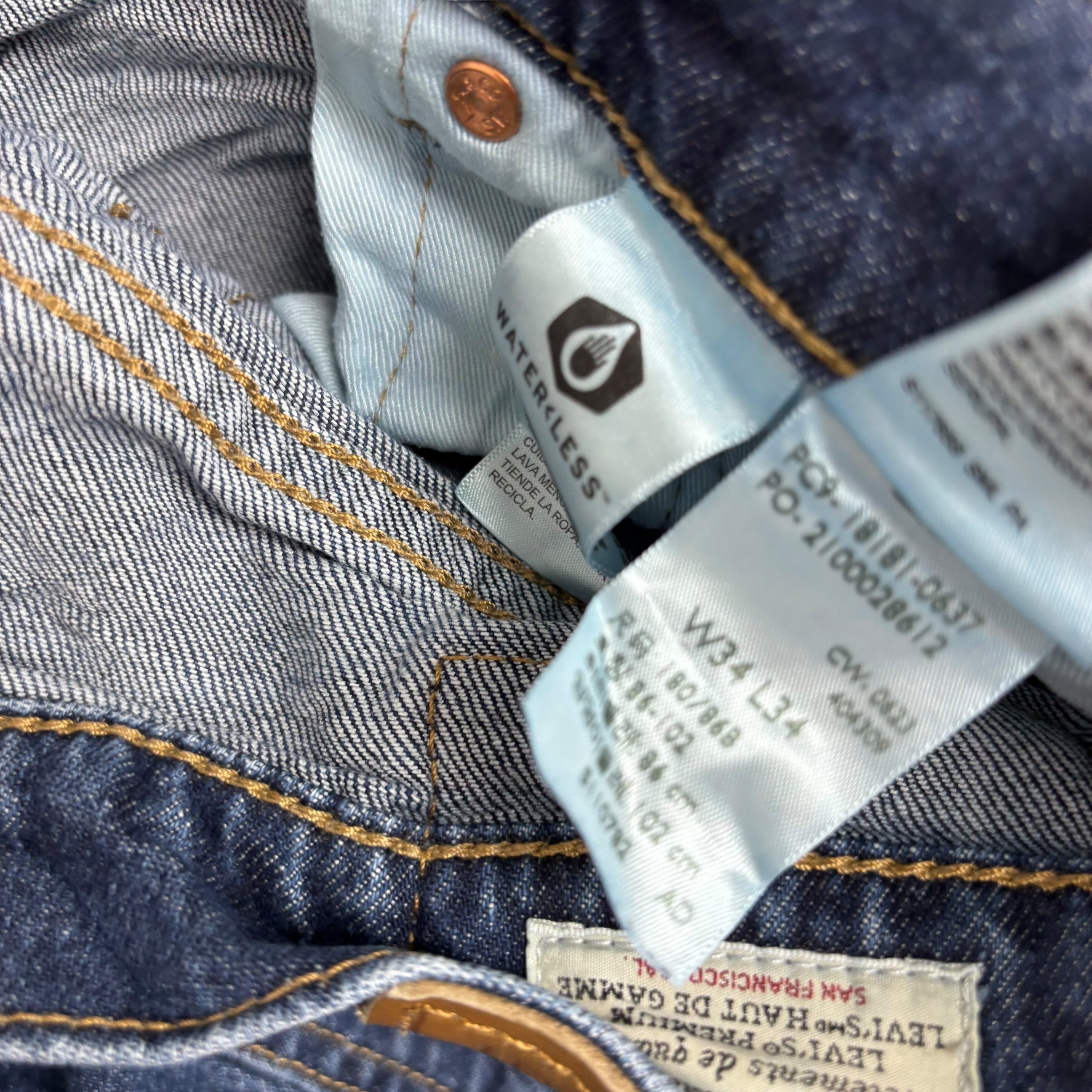 Levis 541 Jeans W34 L34 Mens Dark Blue Athletic Tapered Fit Stretch Denim (E)