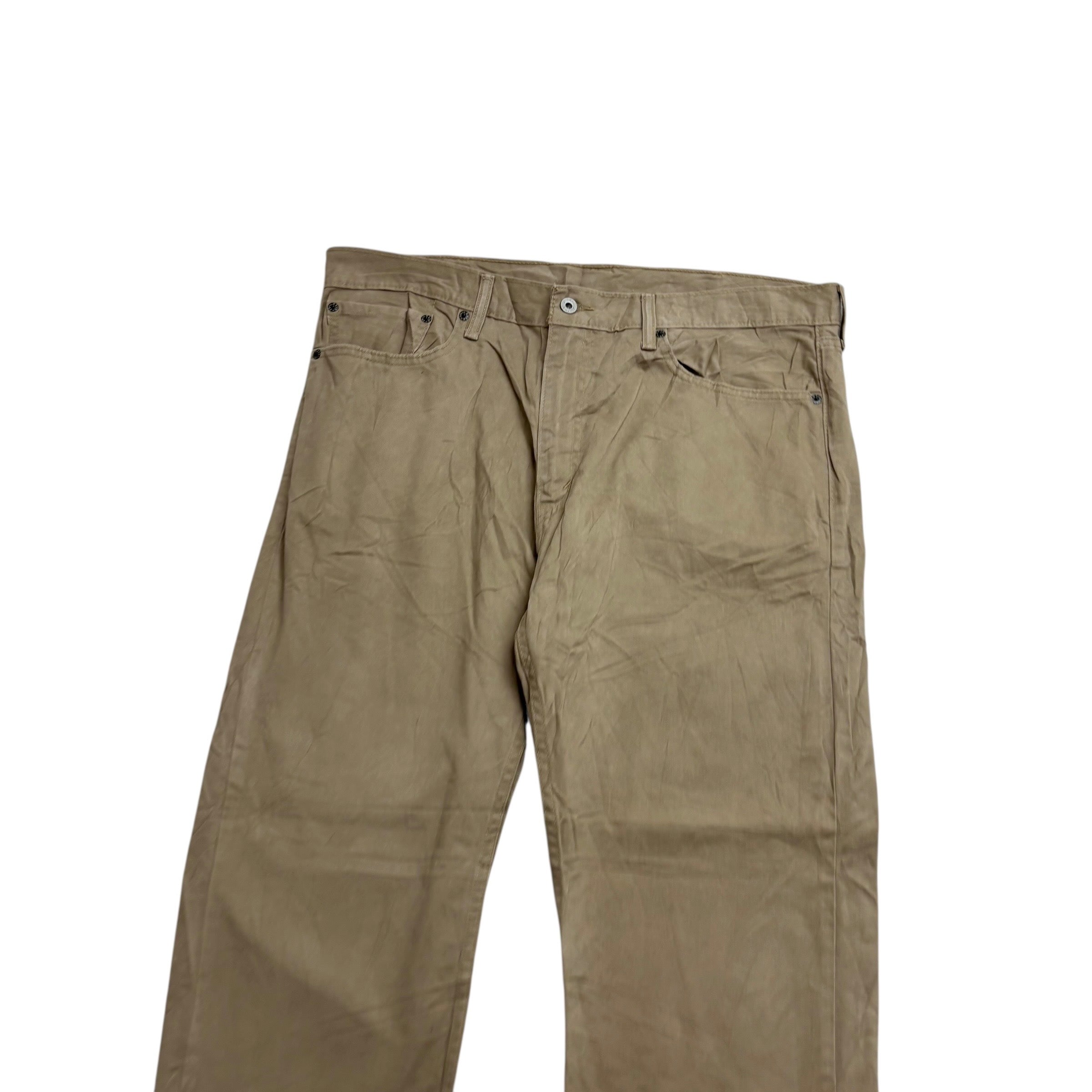 Levis 505 Trousers W38 L30 Mens Beige Regular Straight Fit Cotton Pants (E)