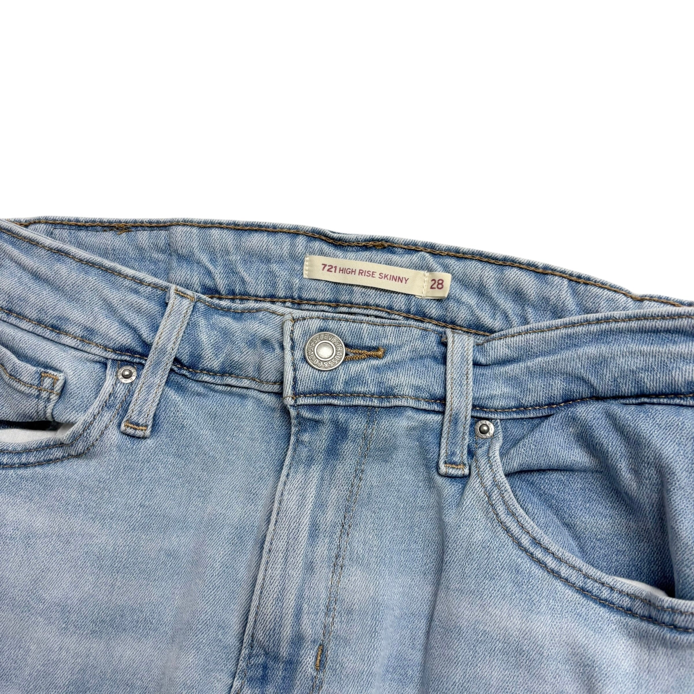 Levis 721 Jeans W28 L30 Womens Light Blue High Rise Skinny Stretch Denim