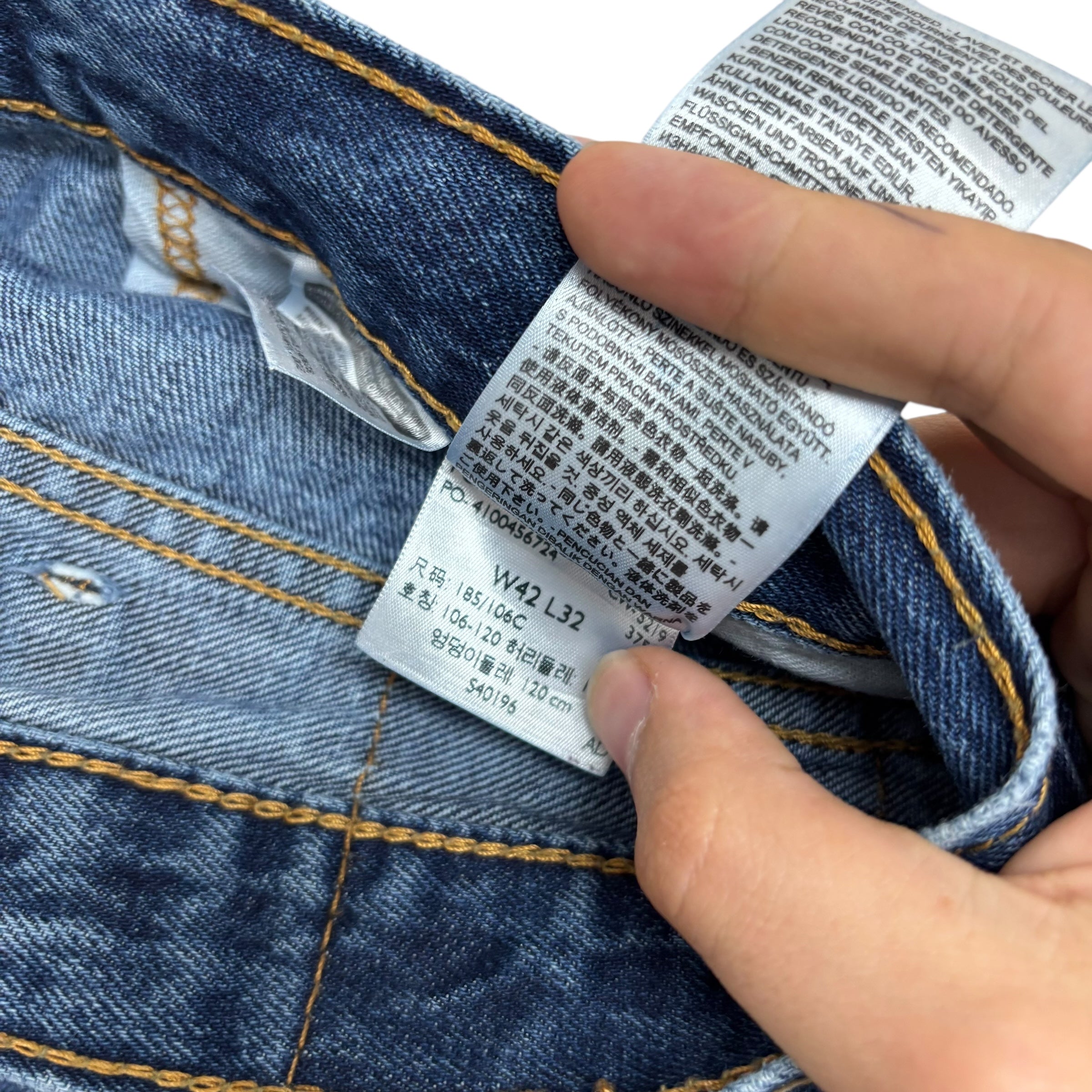 Levis 550 Jeans W42 L32 Mens Mid Blue Baggy Relaxed Straight Fit Denim (E)