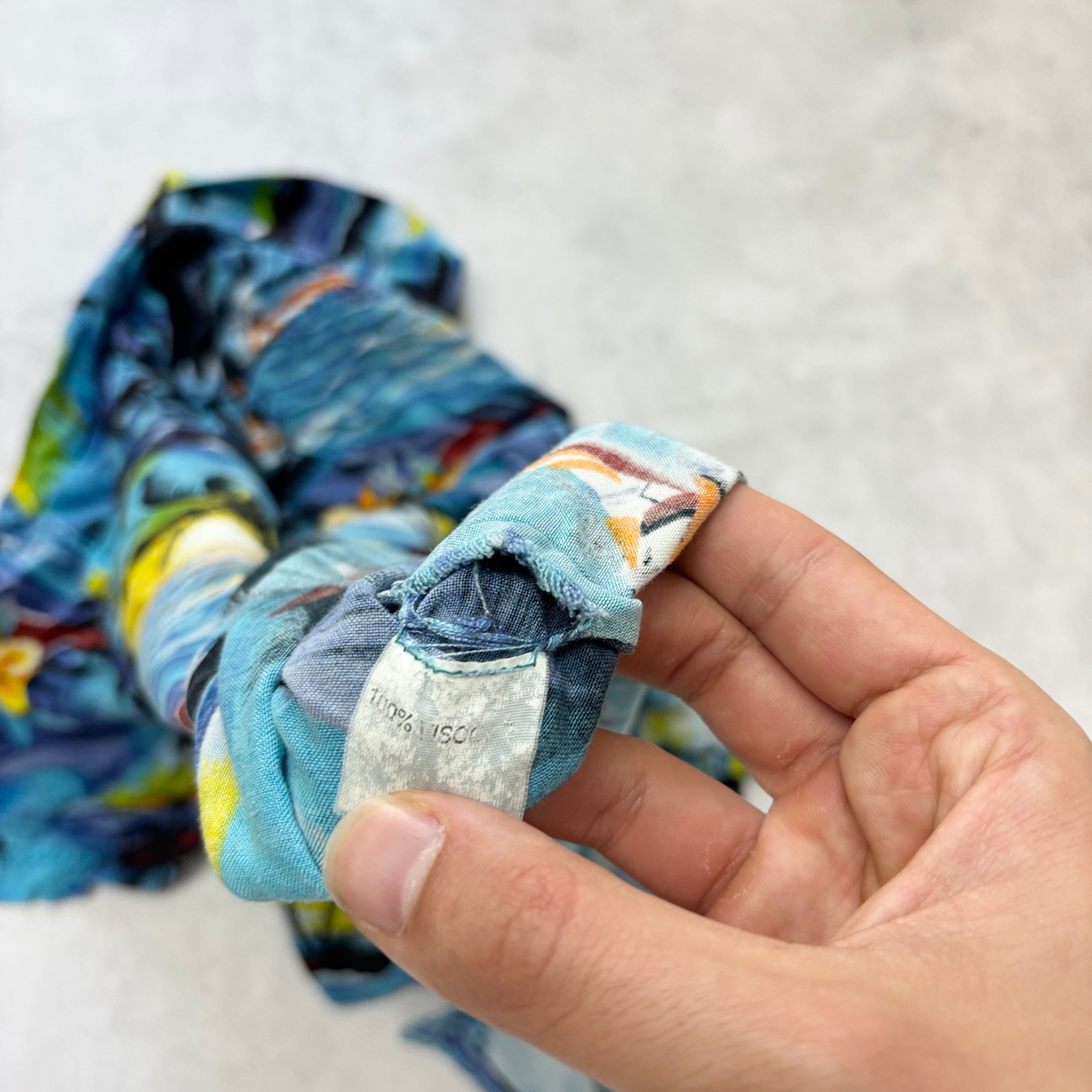 Vintage Hawaiian Shirt Mens Large Blue Floral Aloha Short Sleeve Viscose (E)