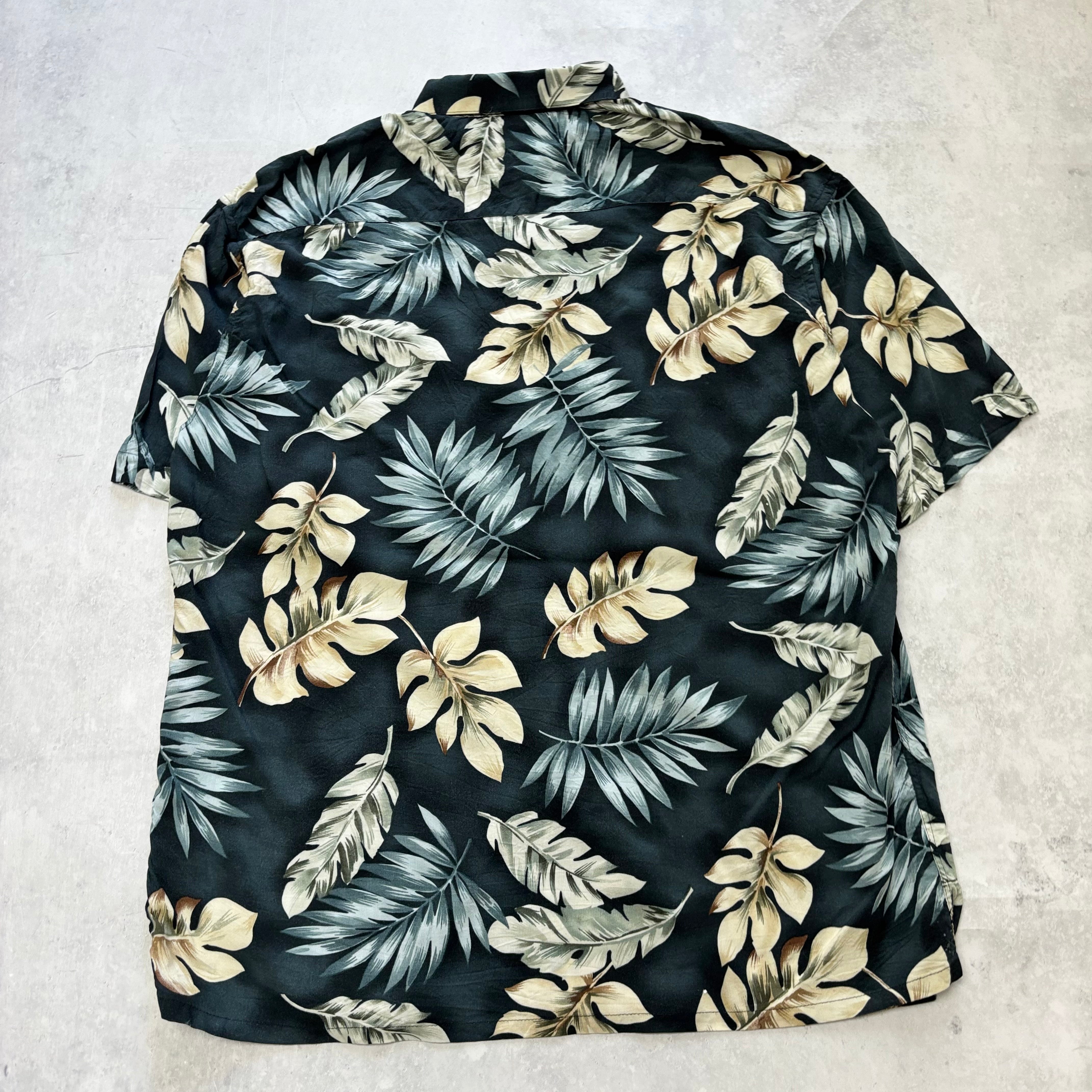 Vintage Hawaiian Shirt Mens XL Navy Floral Aloha Short Sleeve Rayon (E)