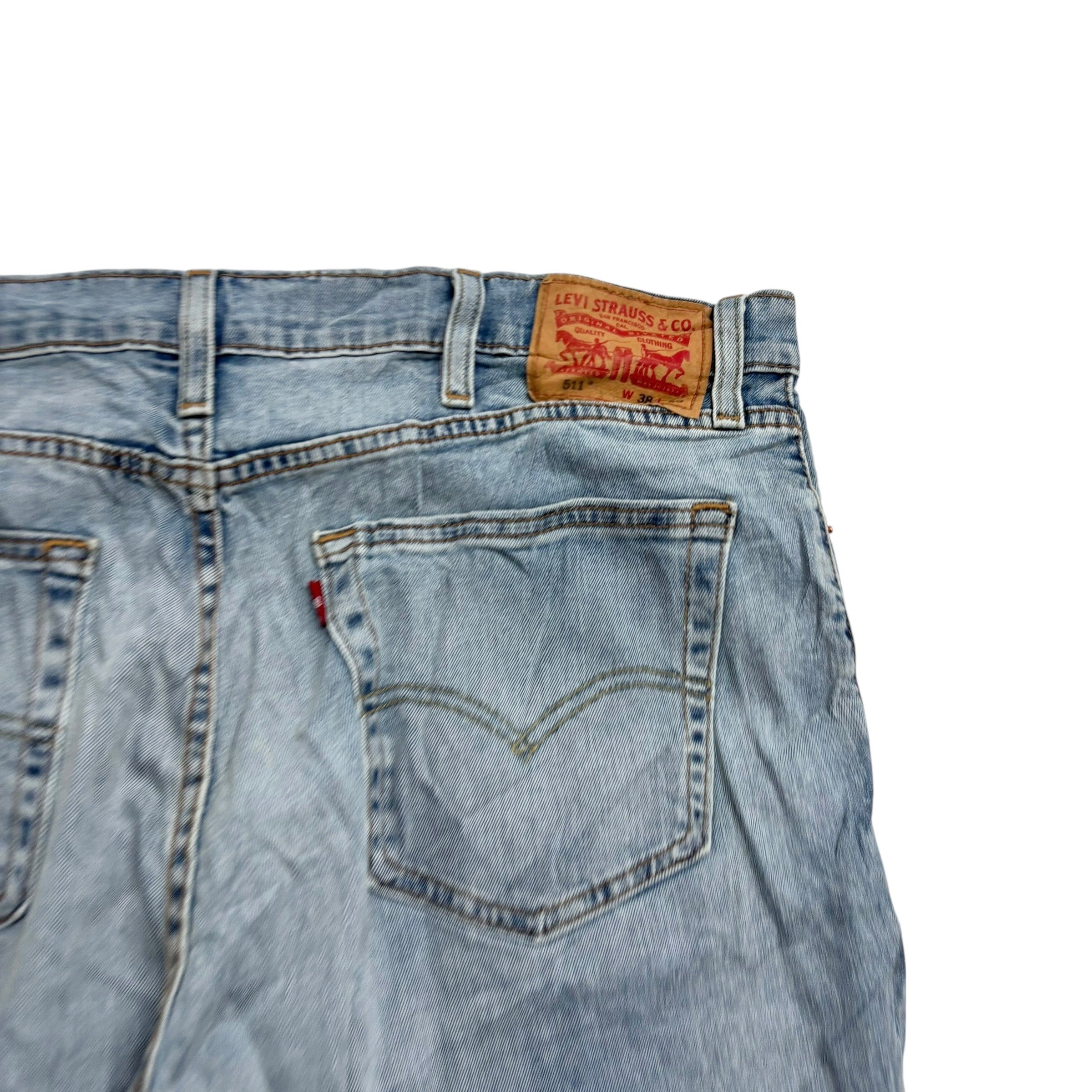 Levis 511 Jeans W38 L30 Mens Light Blue Slim Fit Stretch Denim (E)