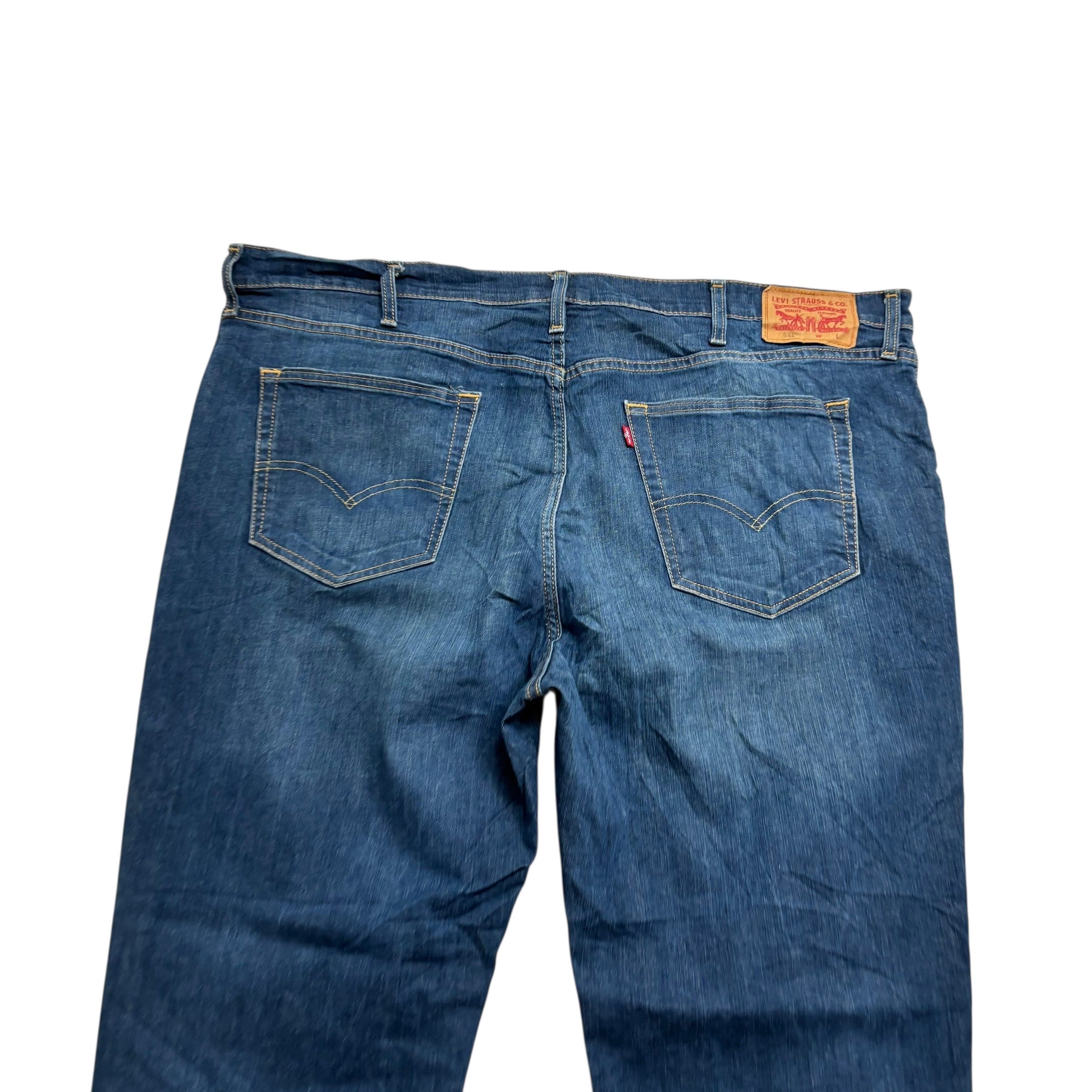 Levis 541 Jeans W46 L32 Mens Dark Blue Athletic Tapered Fit Stretch Denim (E)