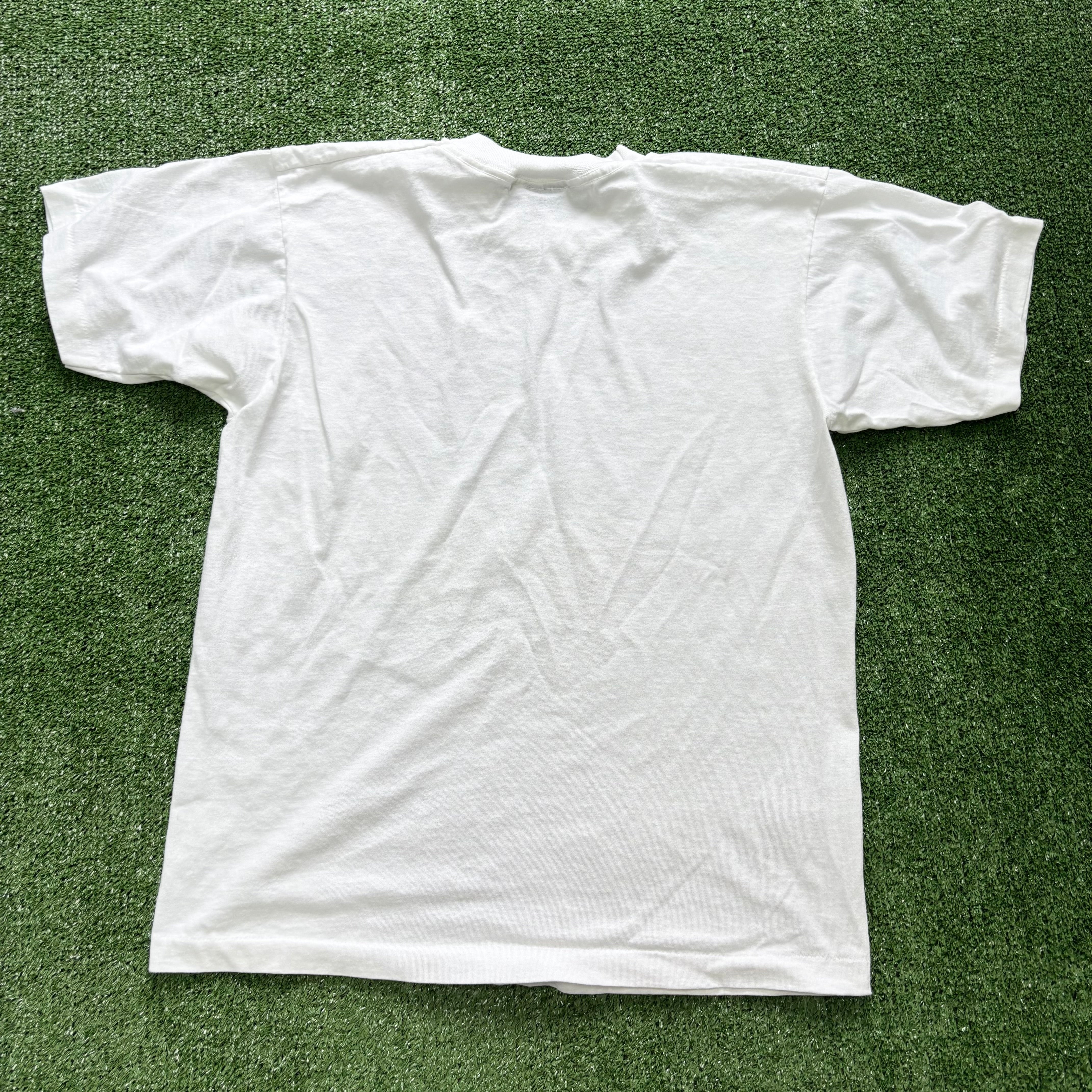 Vintage T Shirt Mens Medium White Single Stitch Graphic Print 90s USA (E)