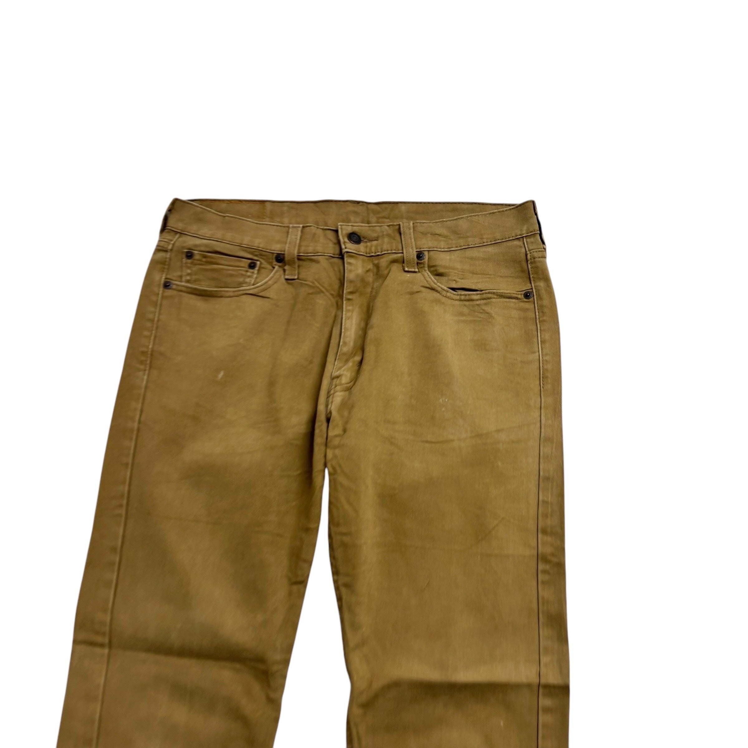 Levis 513 Jeans W32 L32 Mens Tan Slim Straight Fit Stretch Denim