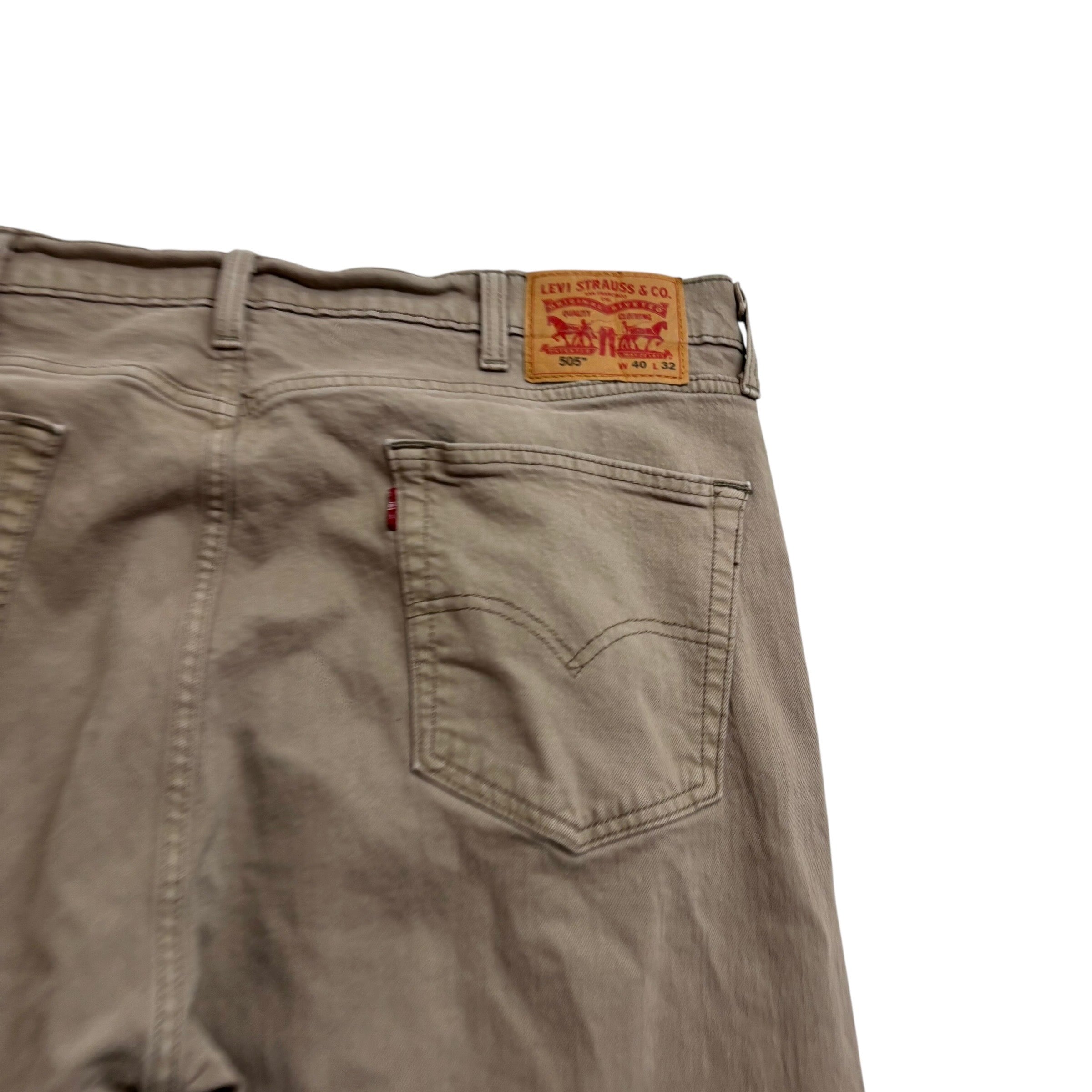 Levis 505 Jeans W40 L32 Mens Beige Regular Straight Fit Stretch Denim (E)