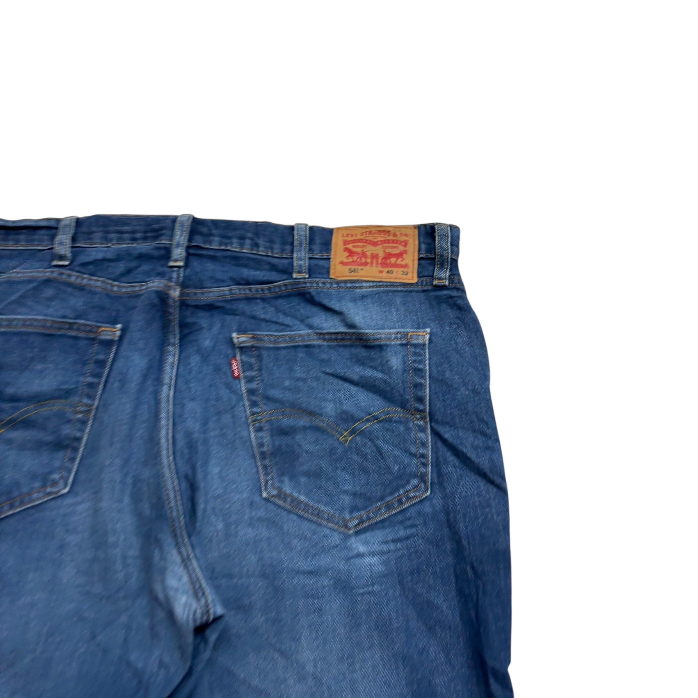 Levis 541 Jeans W40 L32 Mens Dark Blue Athletic Tapered Fit Stretch Denim