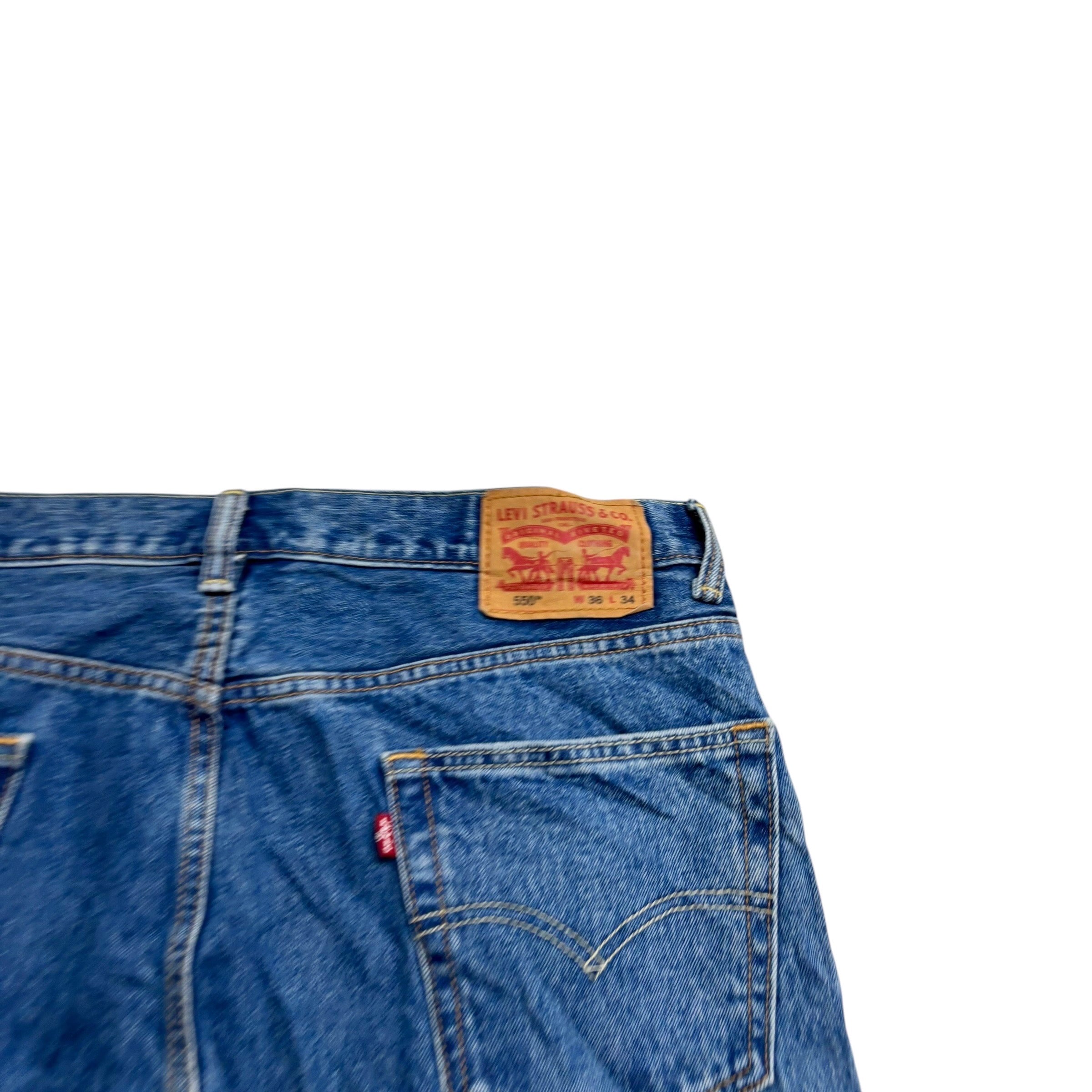 Levis 550 Jeans W36 L28 Mens Mid Blue Relaxed Straight Fit Denim (F)