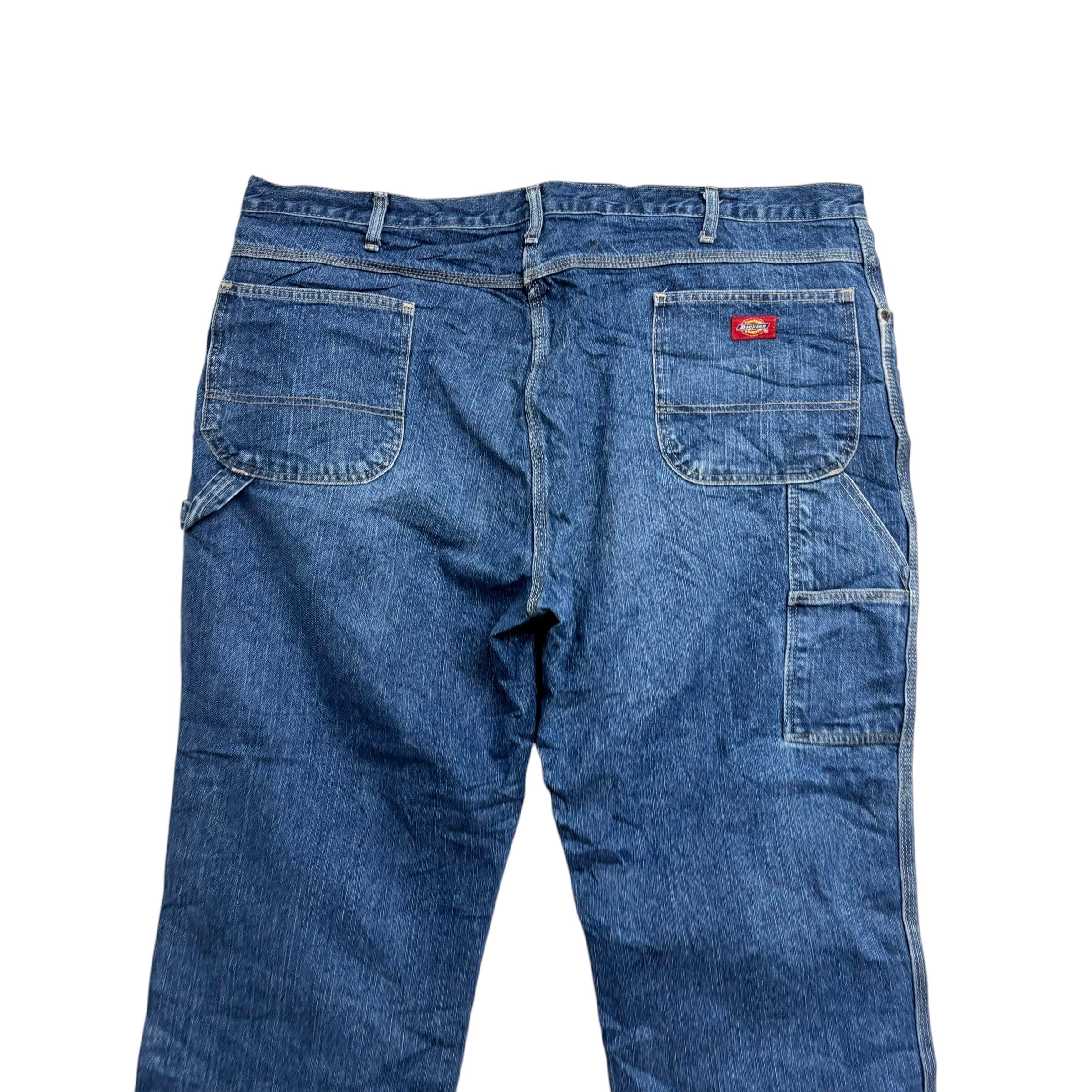 Dickies Carpenter Jeans W44 L26 Mens Mid Blue Relaxed Straight Fit Pants (E)