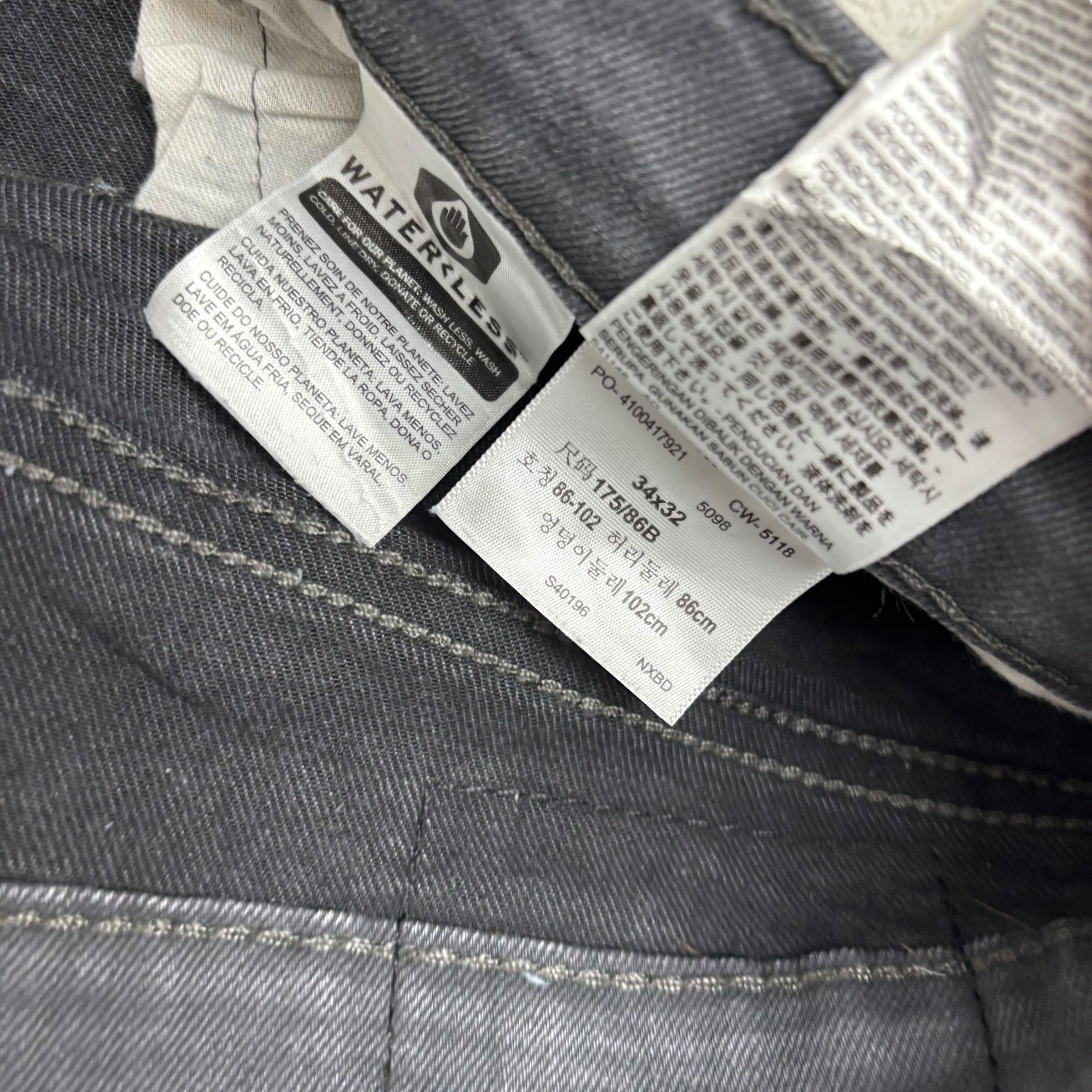 Levis 541 Jeans W34 L32 Mens Grey Athletic Tapered Fit Stretch Denim (F)