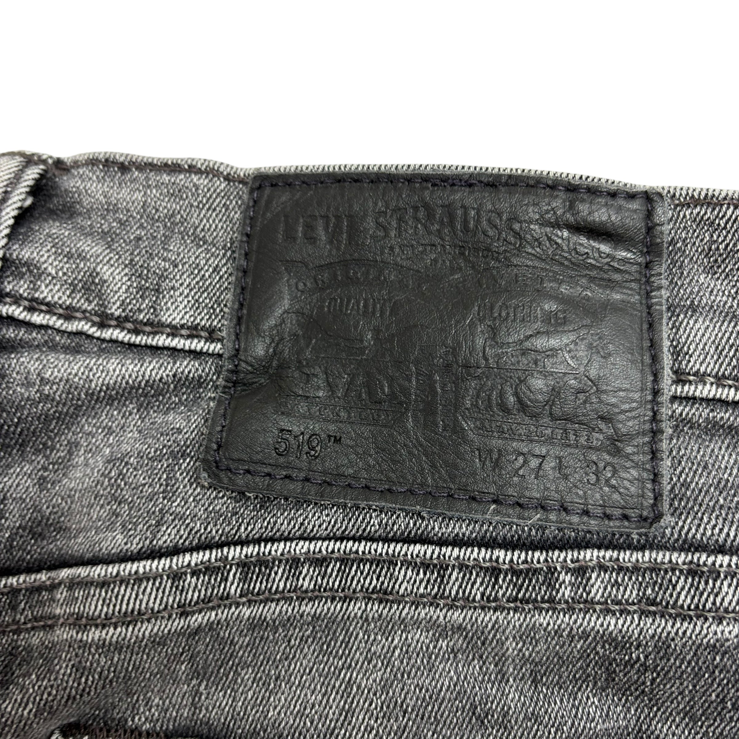 Levis 519 Jeans W26 L32 Mens Grey Super Skinny Fit Stretch Denim (E)