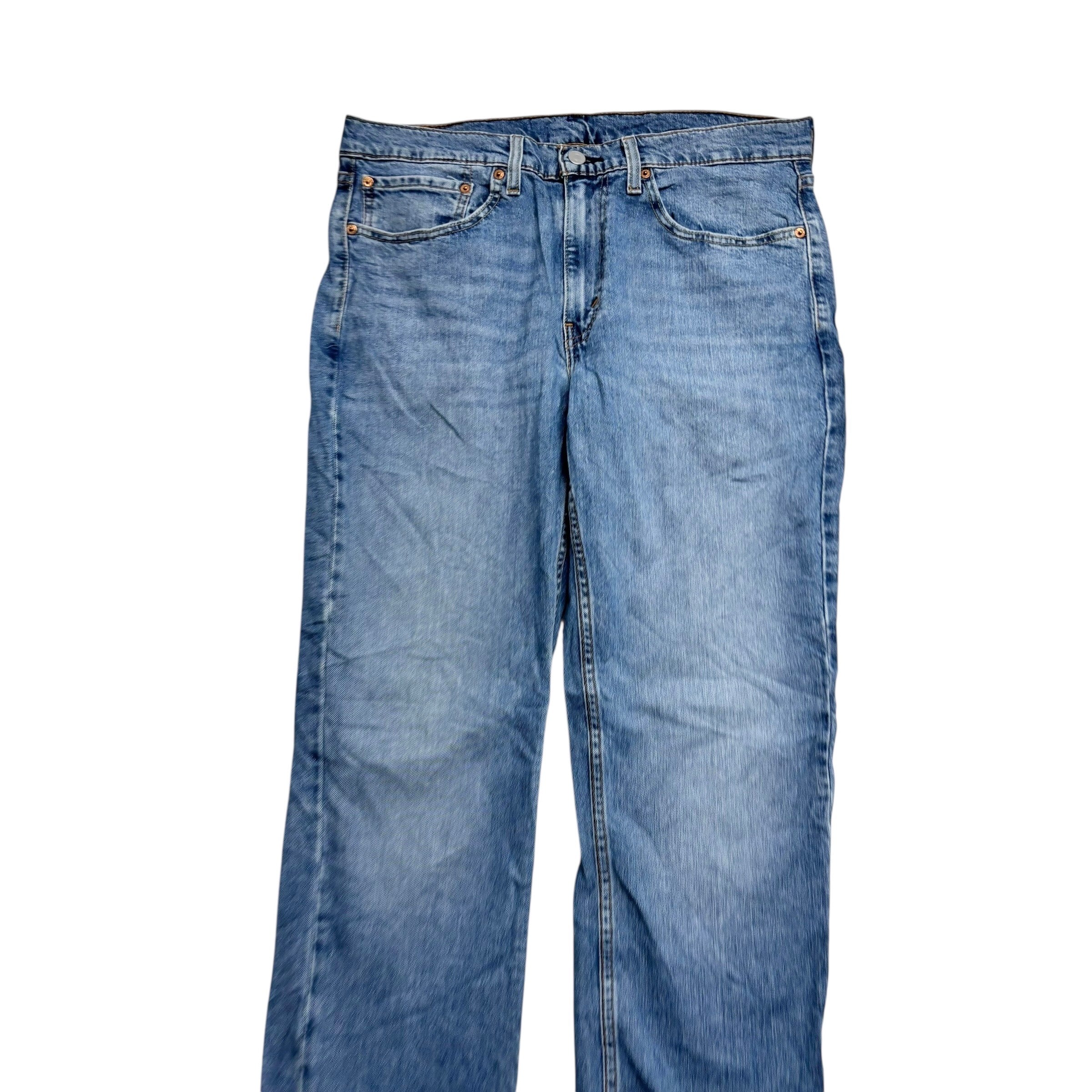 Levis 514 Jeans W34 L34 Mens Light Blue Regular Straight Fit Stretch Denim (E)