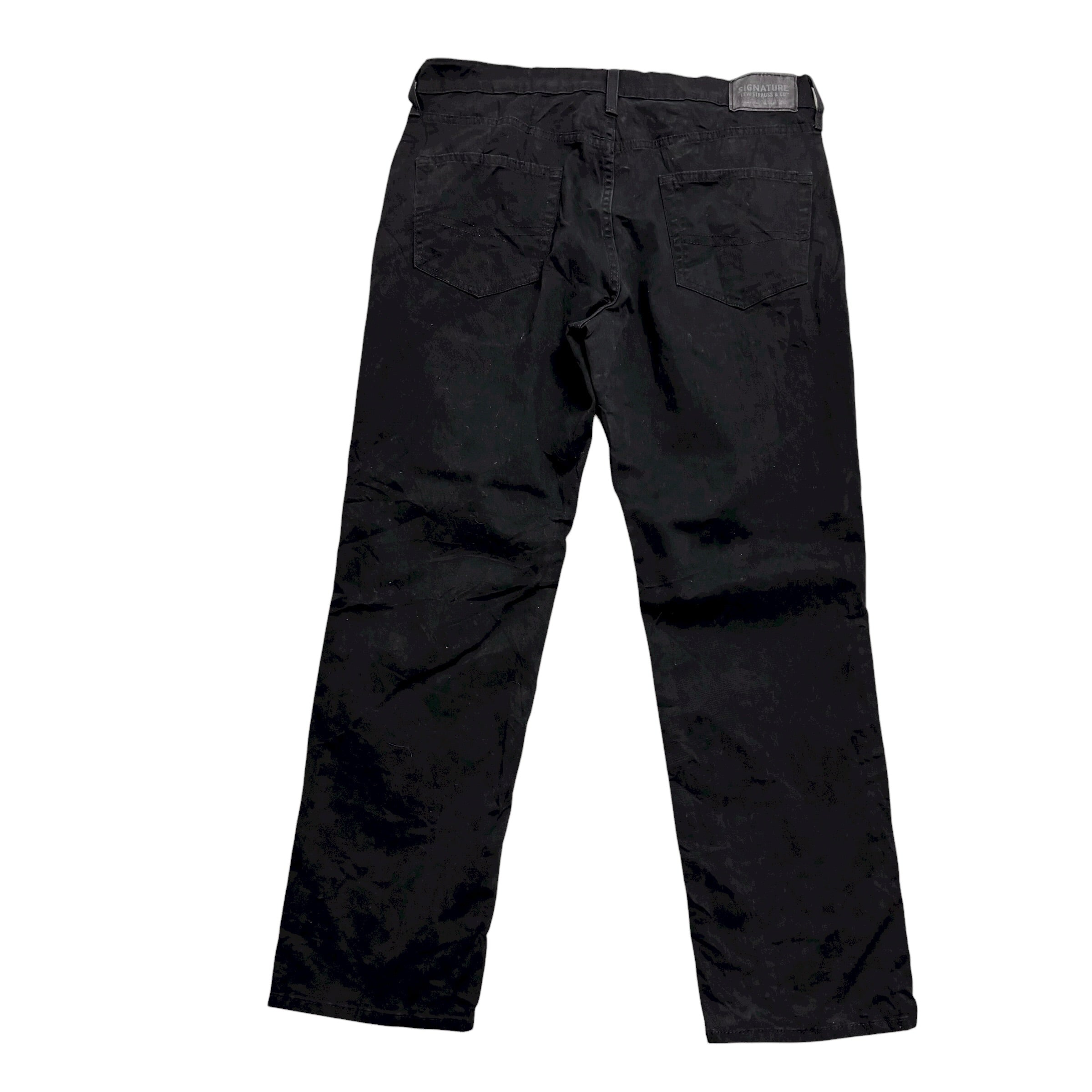 Levis Signature Trousers W34 L30 Mens Black Athletic Straight Stretch Pants (E)