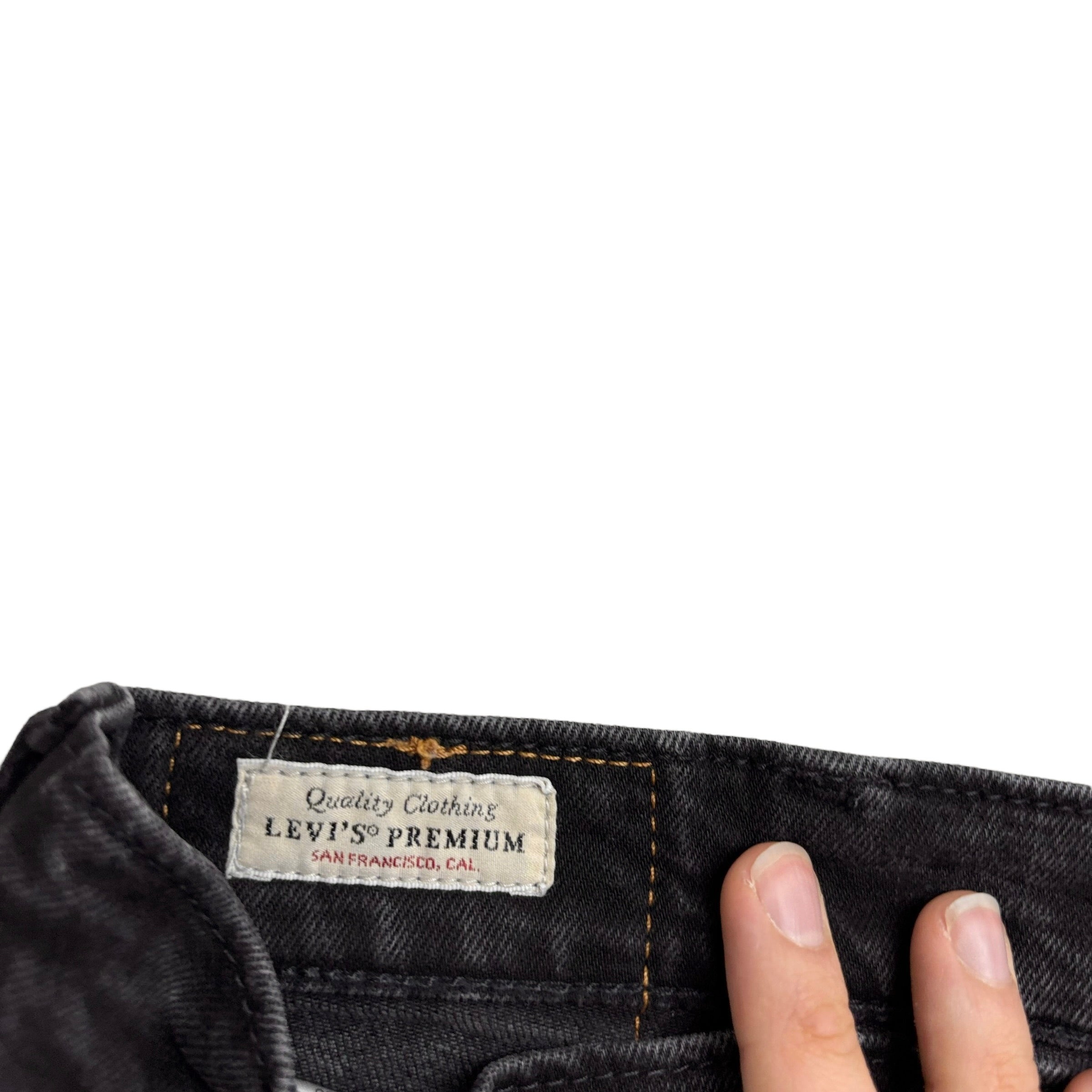 Levis 514 Jeans W38 L31 Mens Black Regular Straight Stretch Premium Denim (E)