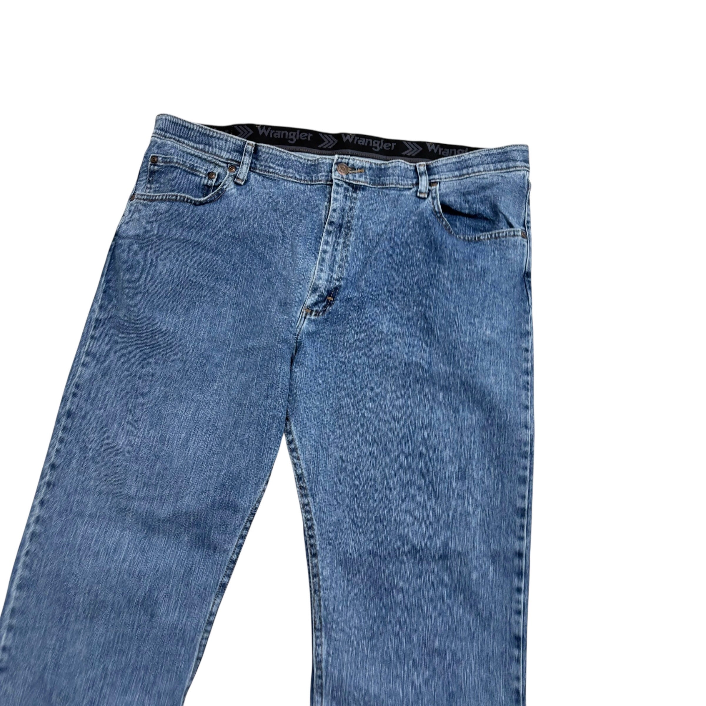 Wrangler Jeans W40 L29 Mens Mid Blue Regular Straight Fit Stretch Denim (E)
