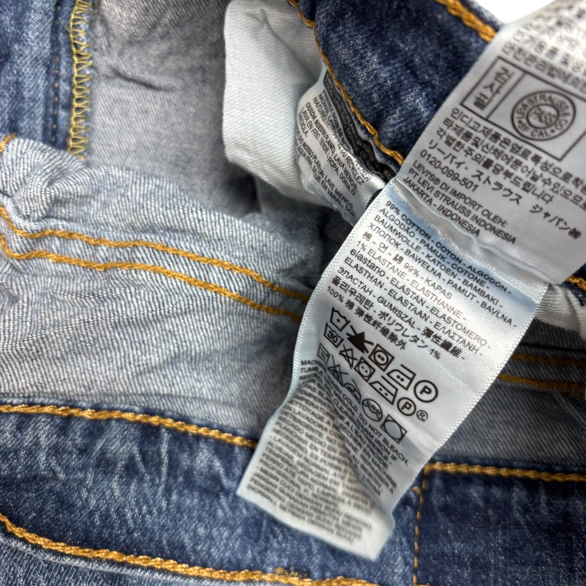 Levis 527 Jeans W38 L30 Mens Mid Blue Slim Bootcut Fit Stretch Denim (E)