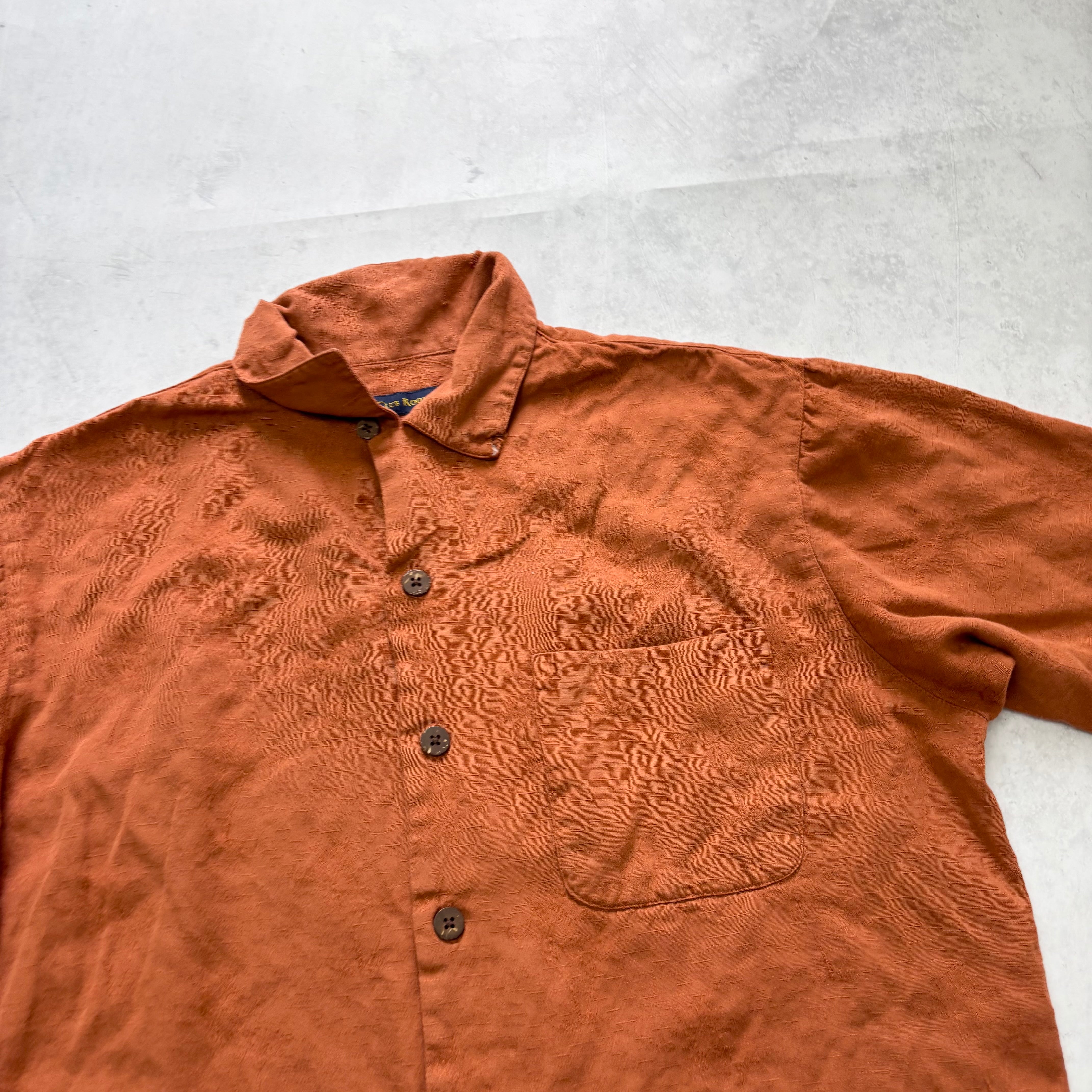 Vintage Shirt Mens Small Orange Short Sleeve Rayon