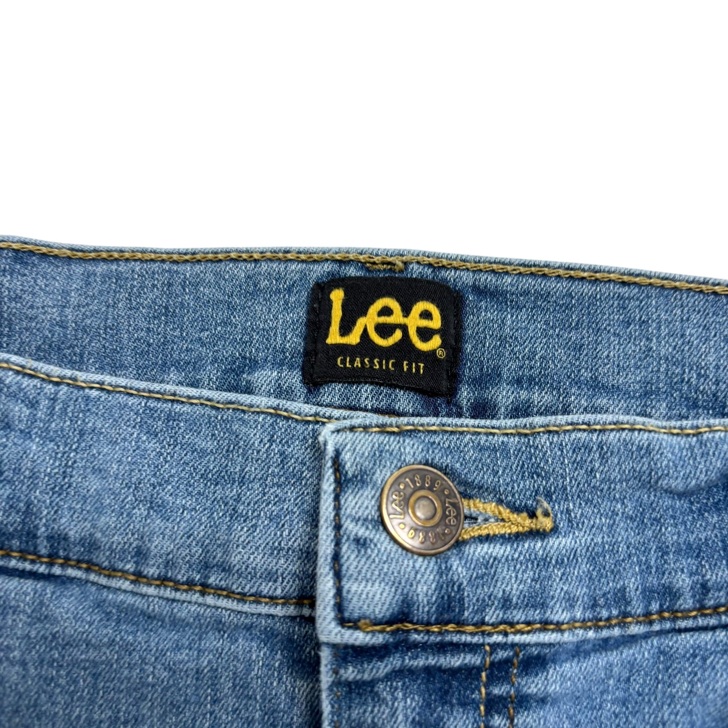 Lee Jeans W38 L32 Mens Mid Blue Classic Regular Straight Fit Stretch Denim (F)