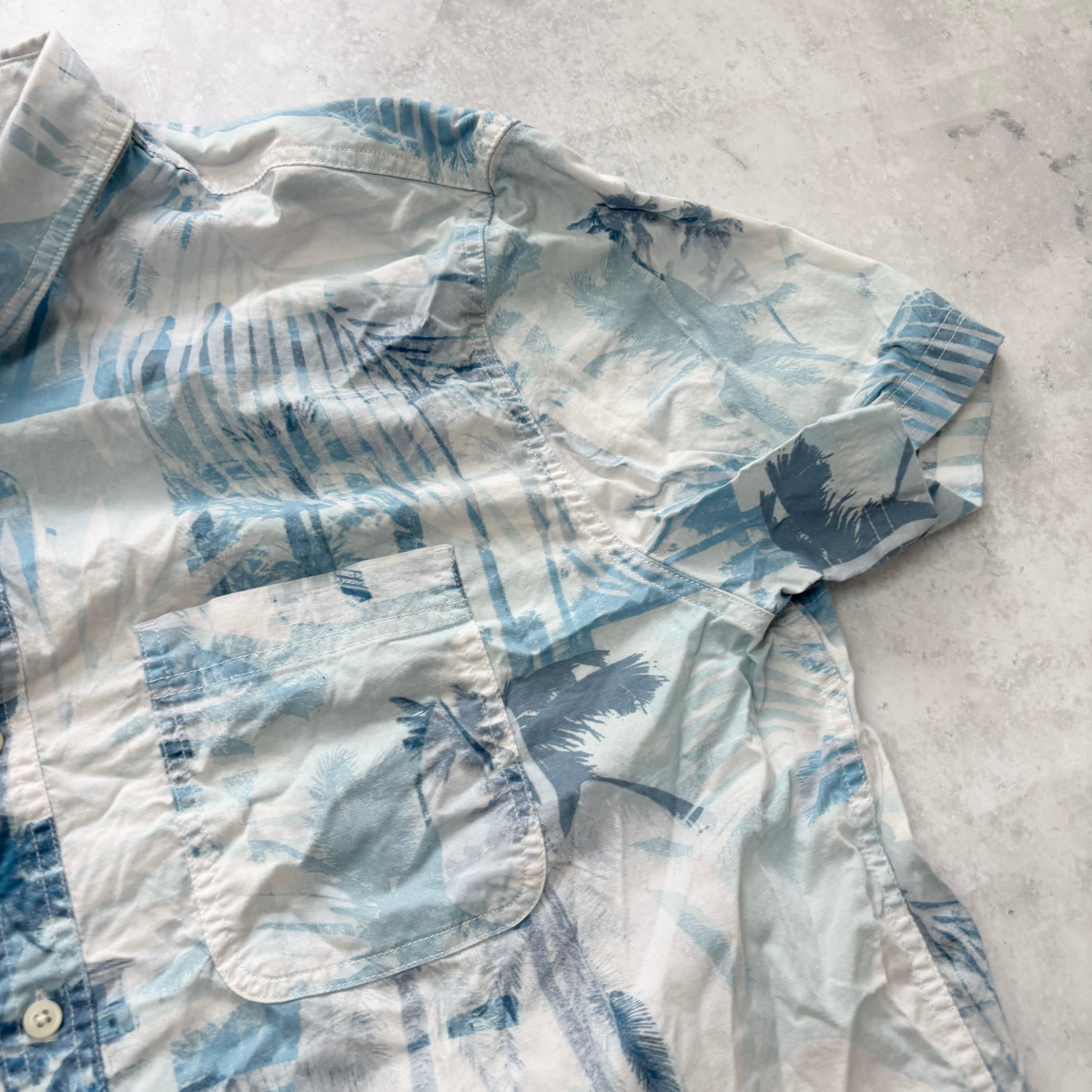 American Eagle Hawaiian Shirt Mens XXL Blue Floral Cotton Slim Fit (E)