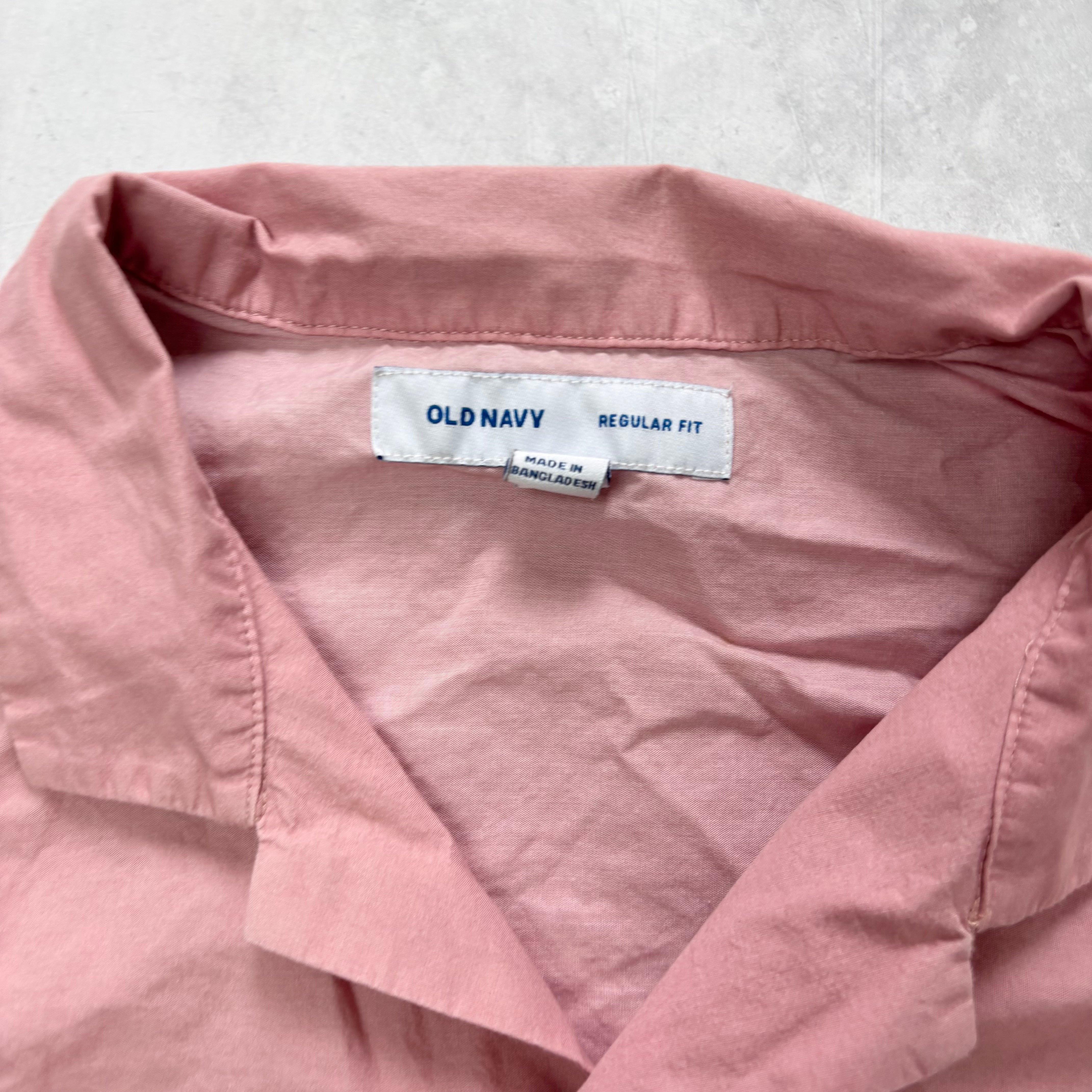 Old Navy Hawaiian Shirt Mens XL Pink Aloha Short Sleeve Cotton Regular Fit (E)