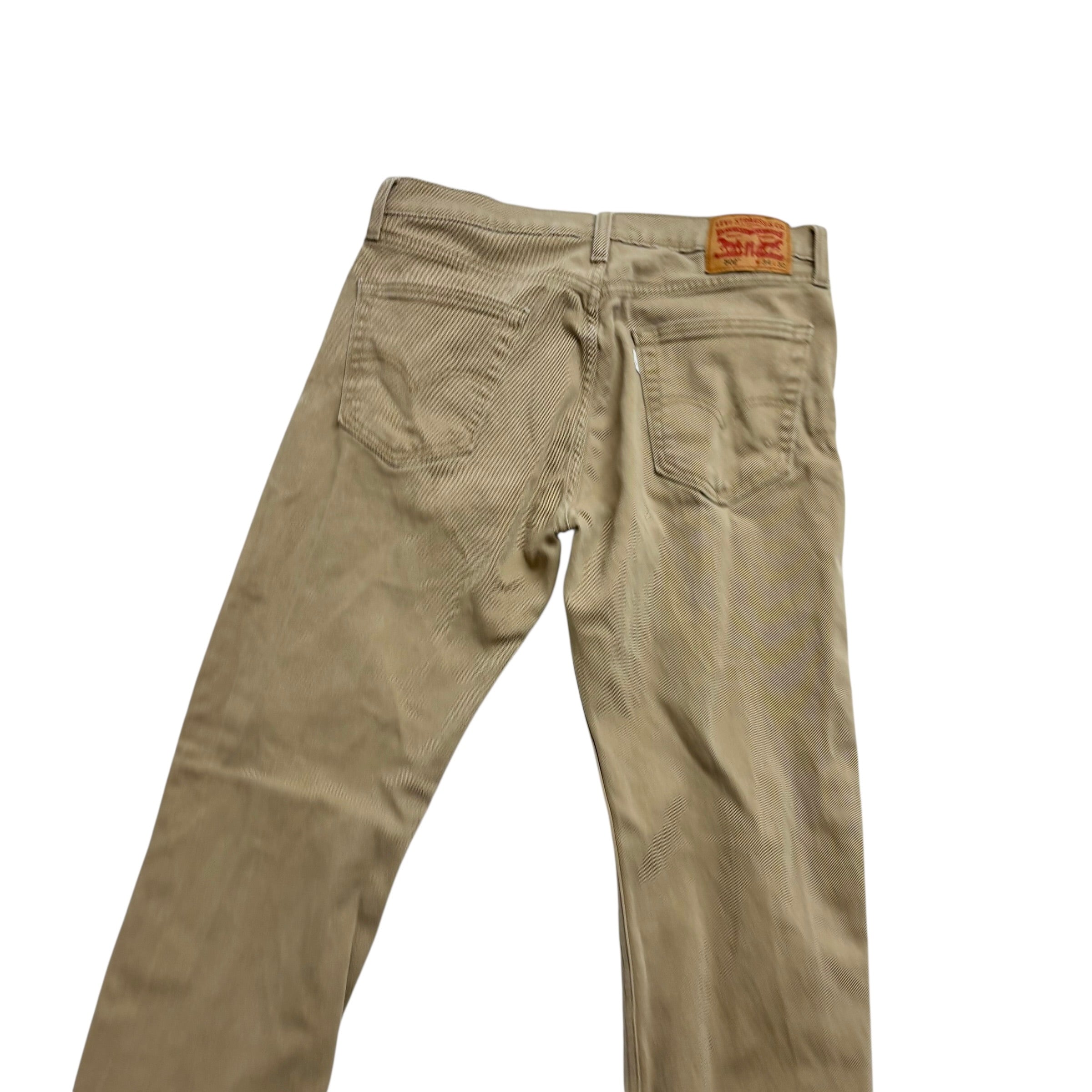 Levis 502 Trousers W34 L31 Mens Beige Regular Tapered Fit Stretch Pants