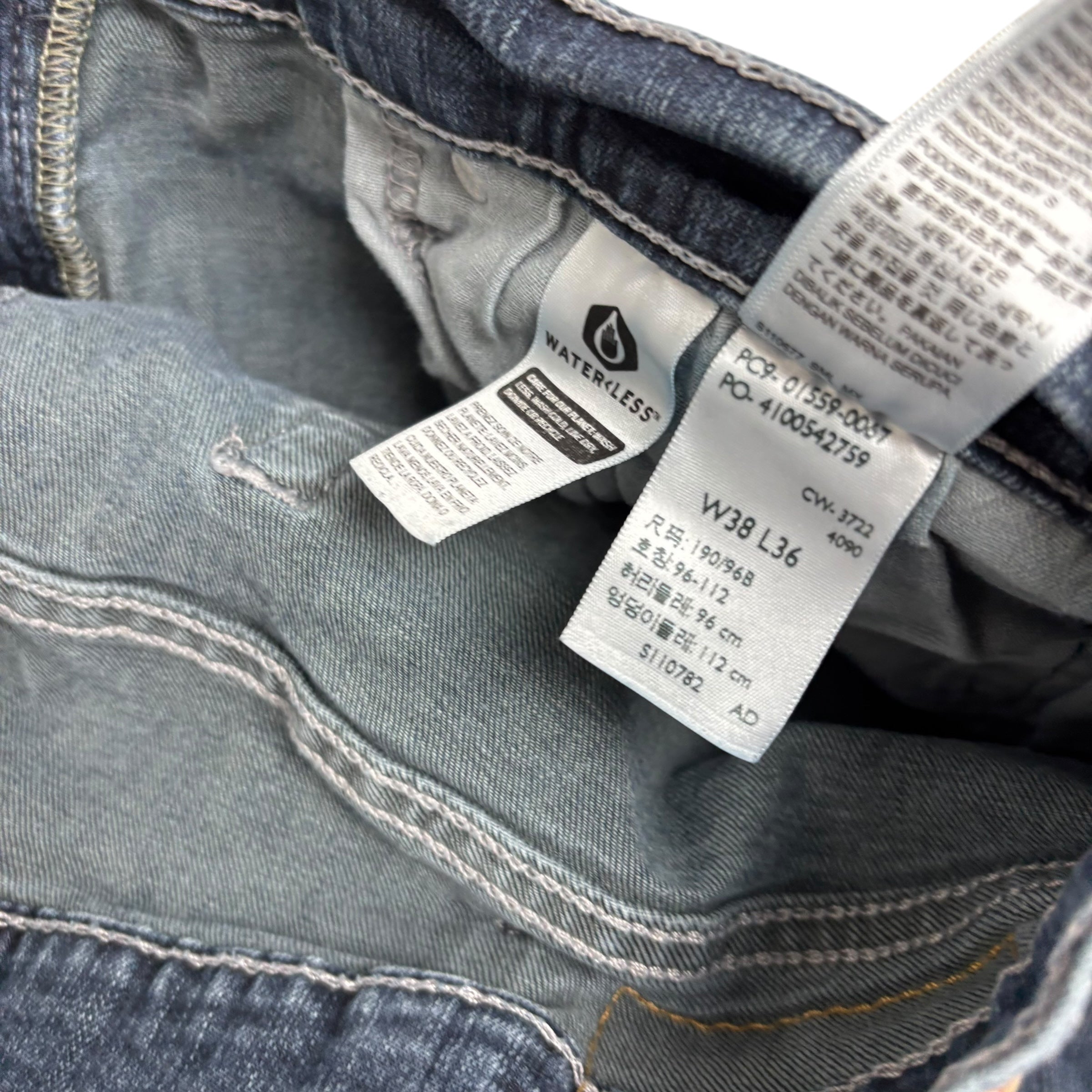 Levis 559 Jeans W38 L36 Mens Dark Blue Regular Straight Fit Stretch Denim (E)