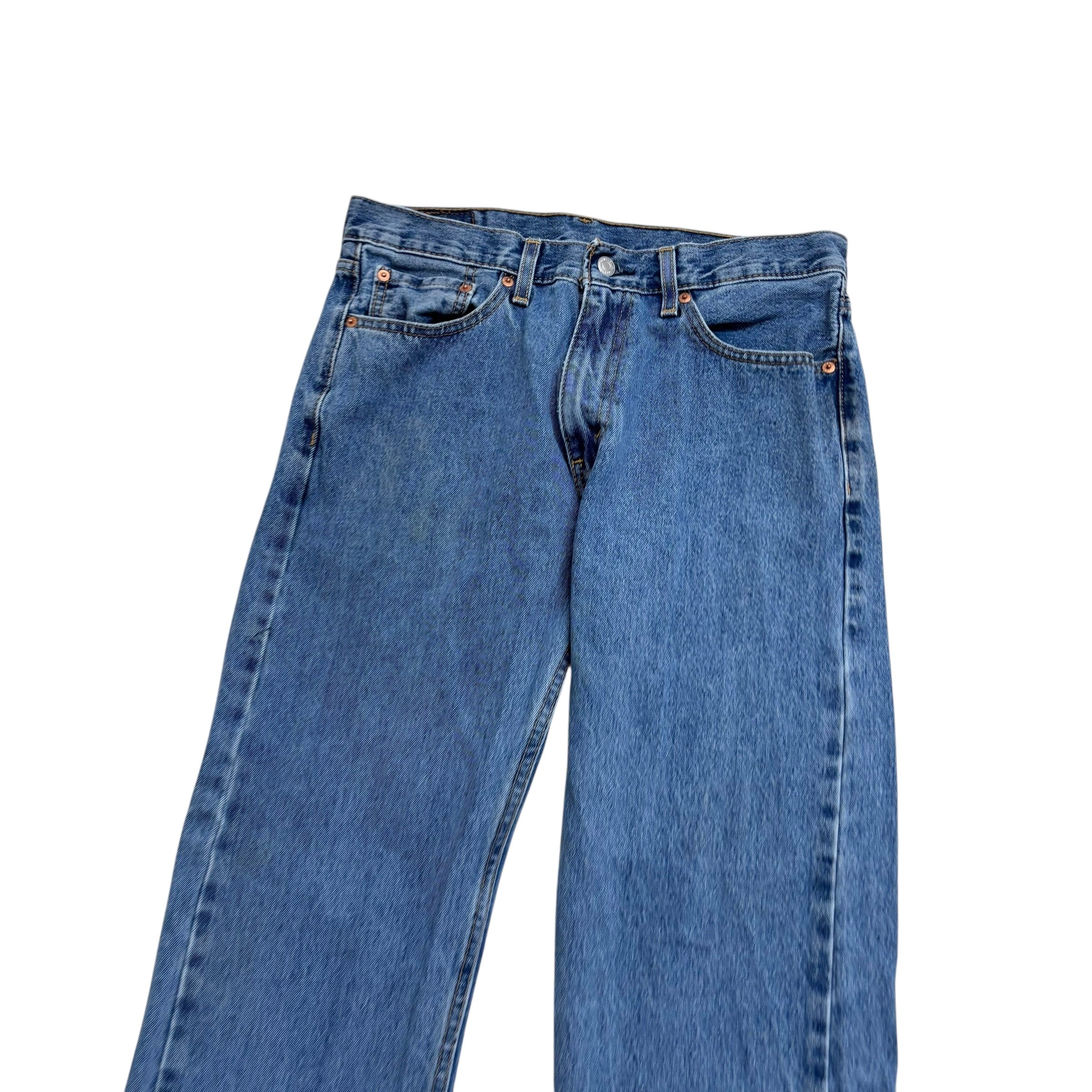 Levis 505 Jeans W33 L34 Mens Mid Blue Regular Straight Fit Denim (F)