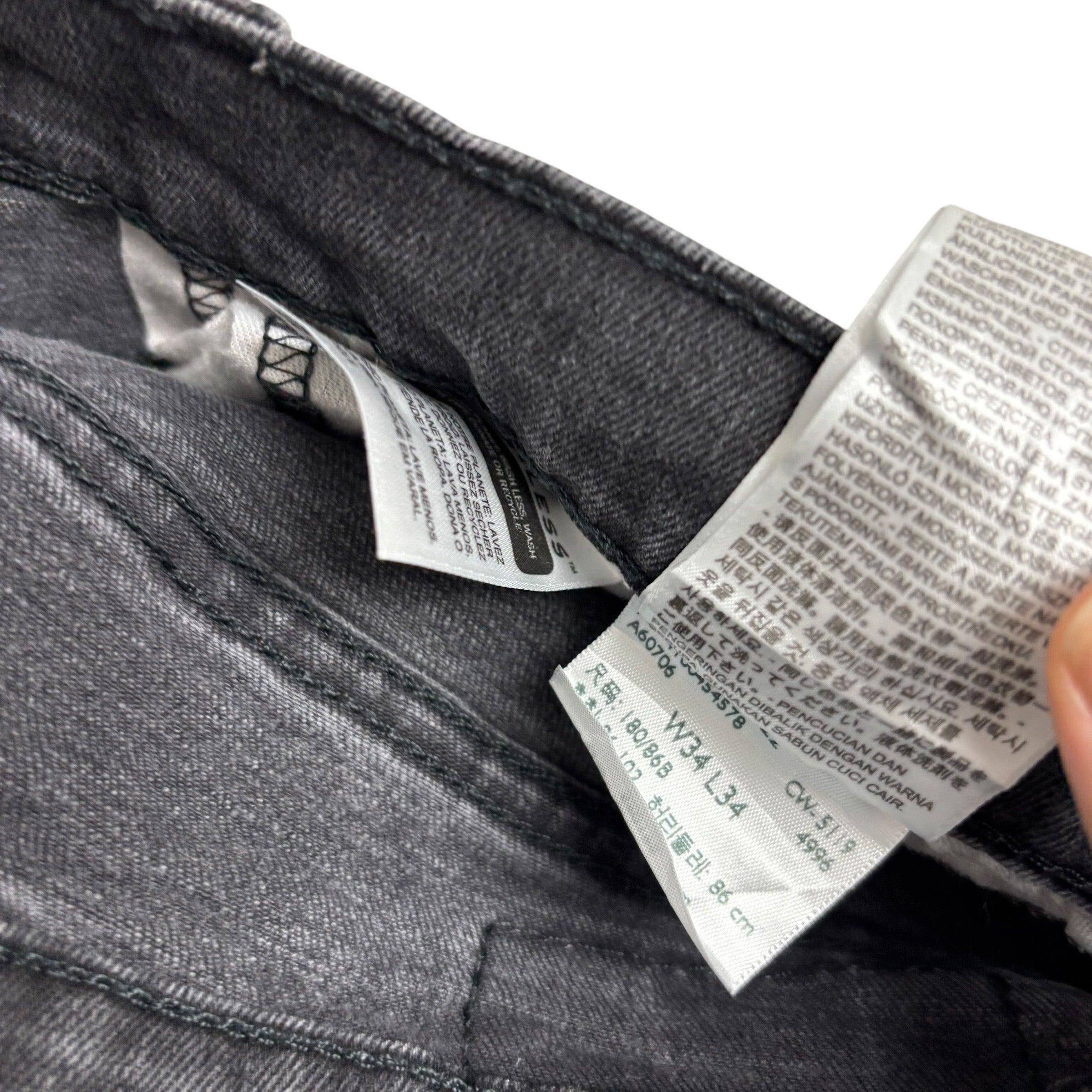 Levis 541 Jeans W34 L33 Mens Black Athletic Tapered Fit Stretch Denim