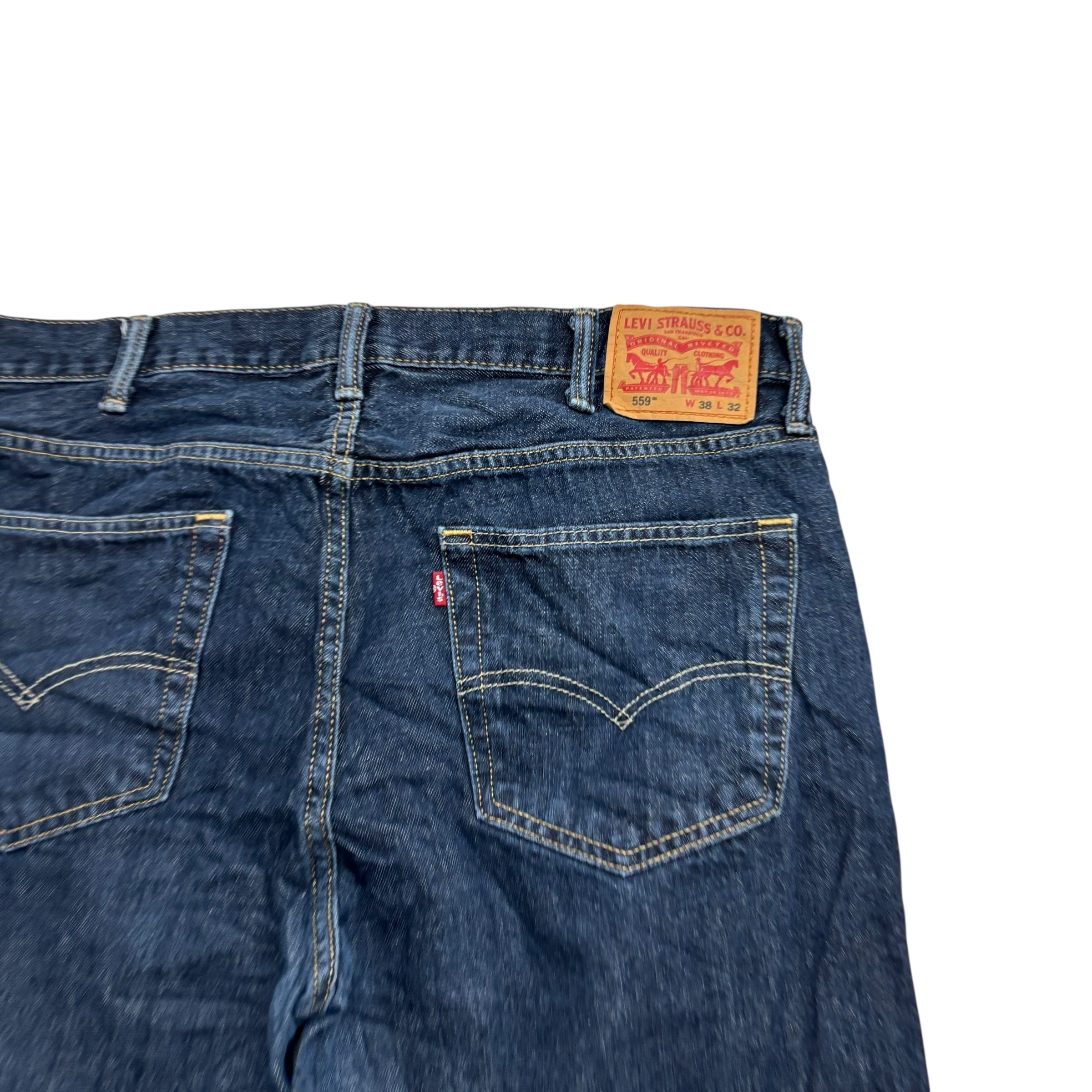 Levis 559 Jeans W38 L32 Mens Dark Blue Baggy Relaxed Straight Fit Denim (E)