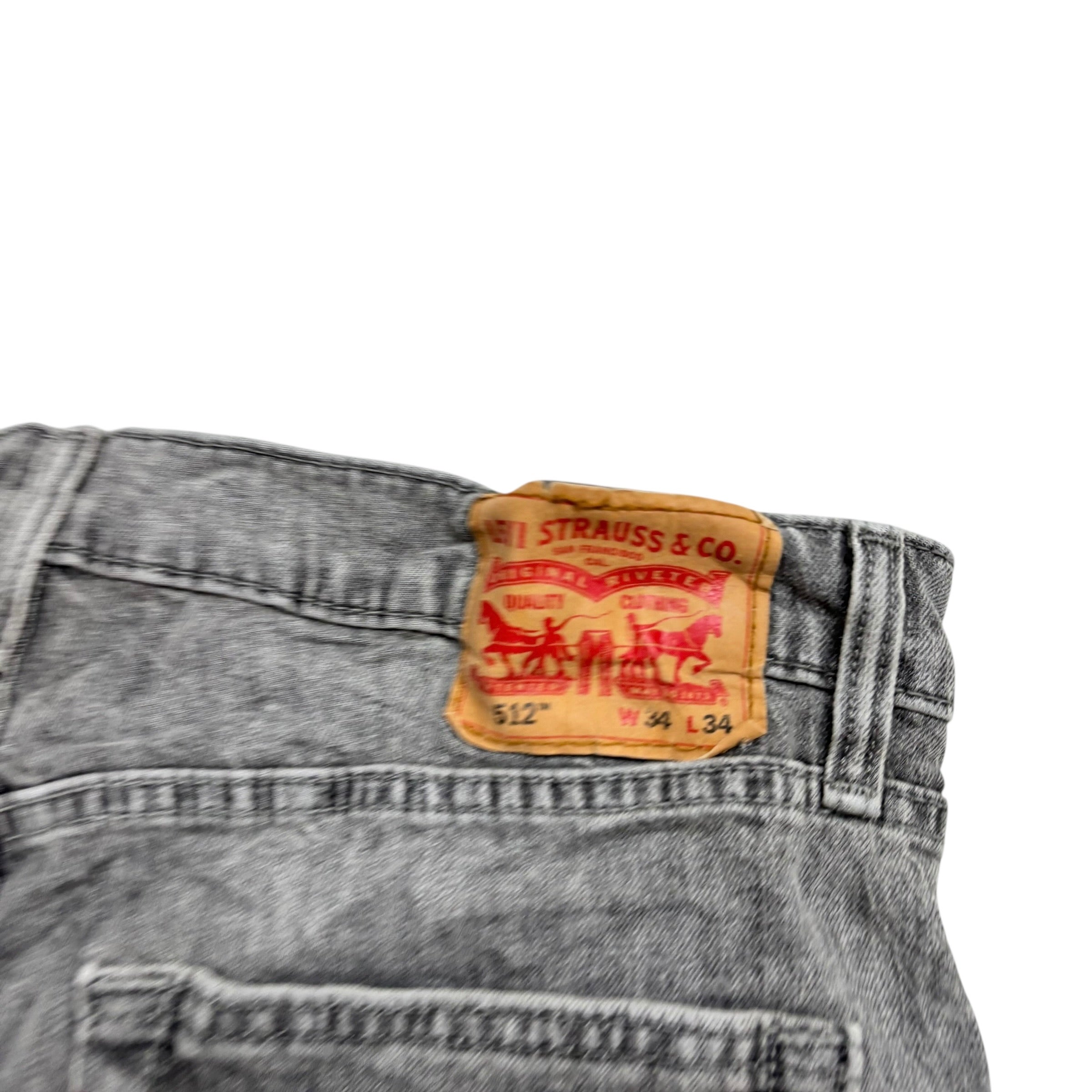 Levis 512 Jeans W34 L34 Mens Grey Slim Tapered Fit Stretch Denim (E)